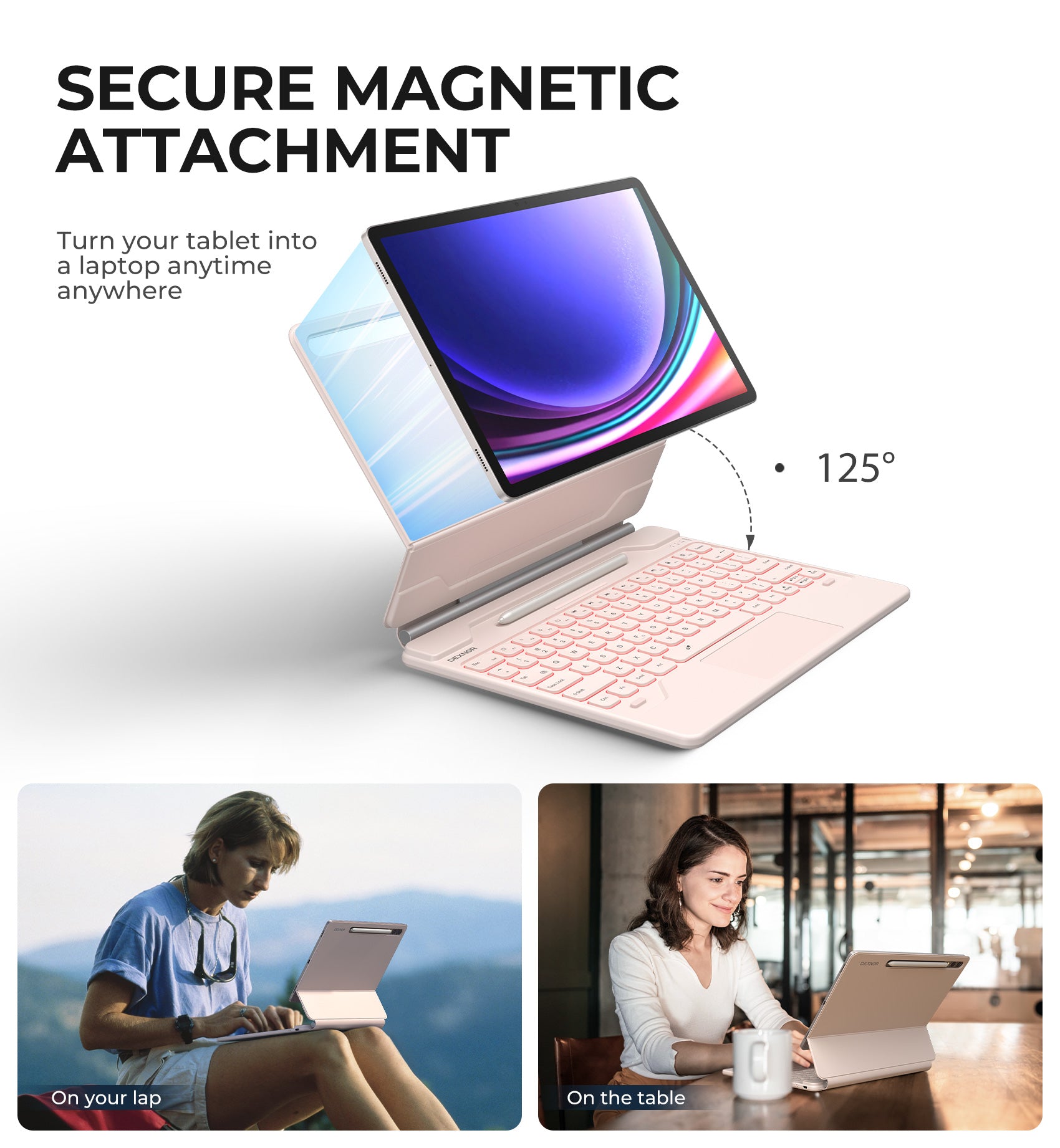 For Samsung Galaxy Tab S8 Plus/S7 FE (5G)/S7 Plus/S9 Plus/S9 FE Plus 12.4 Inch Case with Keyboard Floating Cantilever Magnetic Stand