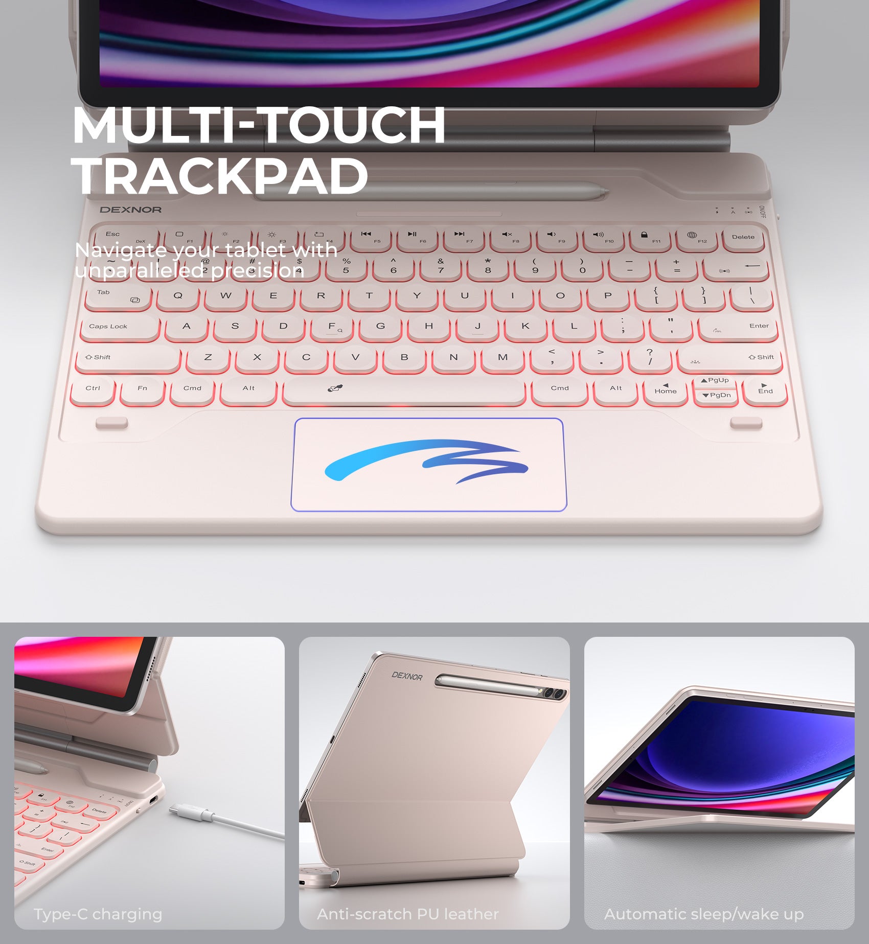 For Samsung Galaxy Tab S8 Plus/S7 FE (5G)/S7 Plus/S9 Plus/S9 FE Plus 12.4 Inch Case with Keyboard Floating Cantilever Magnetic Stand