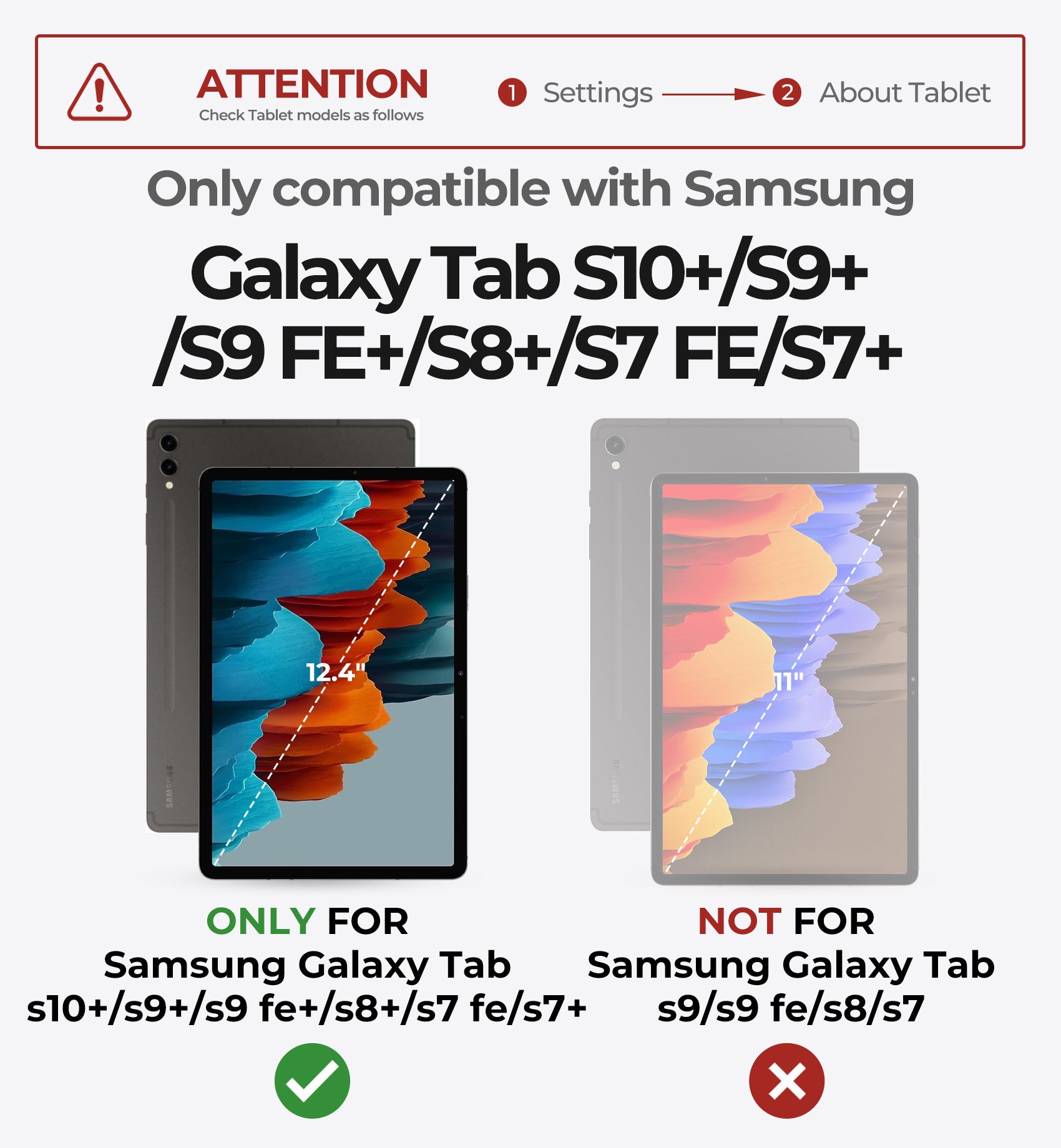 For Samsung Galaxy Tab S8 Plus/S7 FE (5G)/S7 Plus/S9 Plus/S9 FE Plus 12.4 Inch Case with Keyboard Floating Cantilever Magnetic Stand