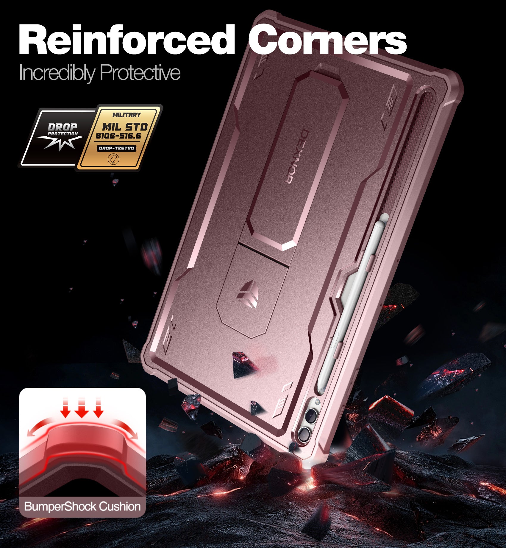 Dexnor Case for Samsung Galaxy Tab S10 Ultra 2024 14.6 Inch Built in Screen Protector Kickstand with Pen Holder Heavy Duty Shockproof Protective Cover