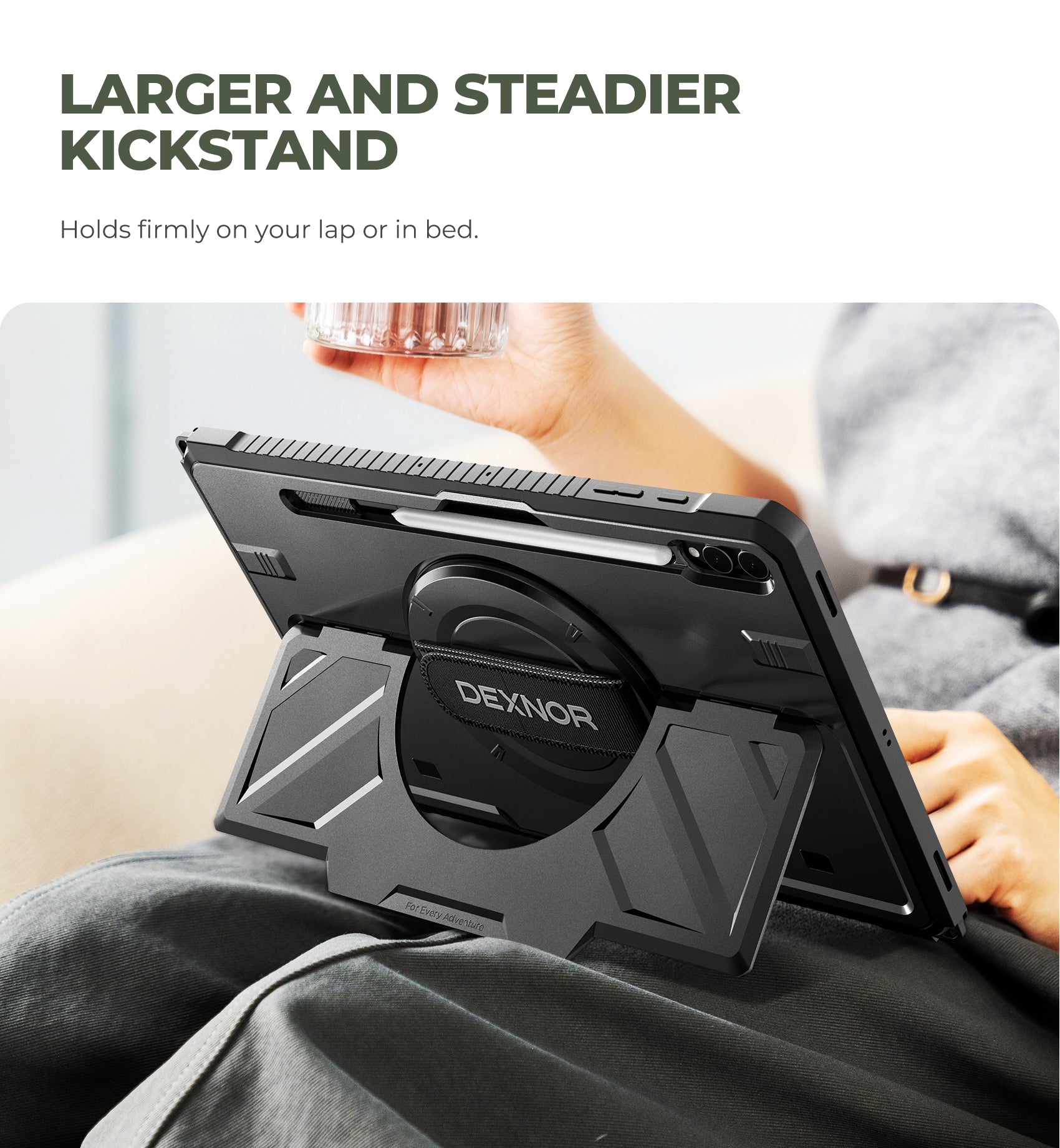 Dexnor Case for Samsung Galaxy Tab S10 Ultra 14.6 inch Rugged Protective with 360° Rotating Hand Strap Large Stand Screen Protector S Pen Holder Full Body Cover