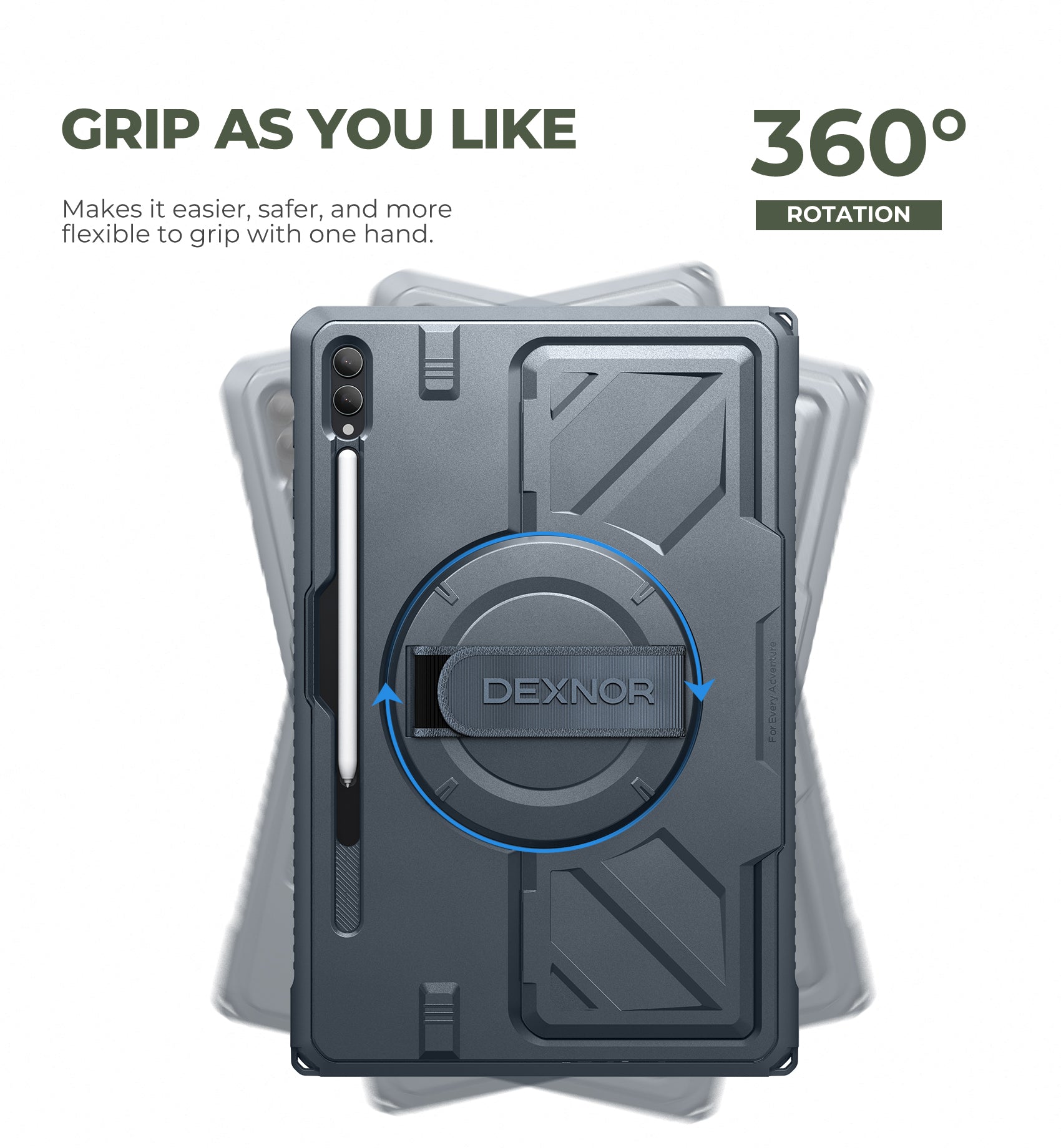 Dexnor Case for Samsung Galaxy Tab S10 Ultra 14.6 inch Rugged Protective with 360° Rotating Hand Strap Large Stand Screen Protector S Pen Holder Full Body Cover