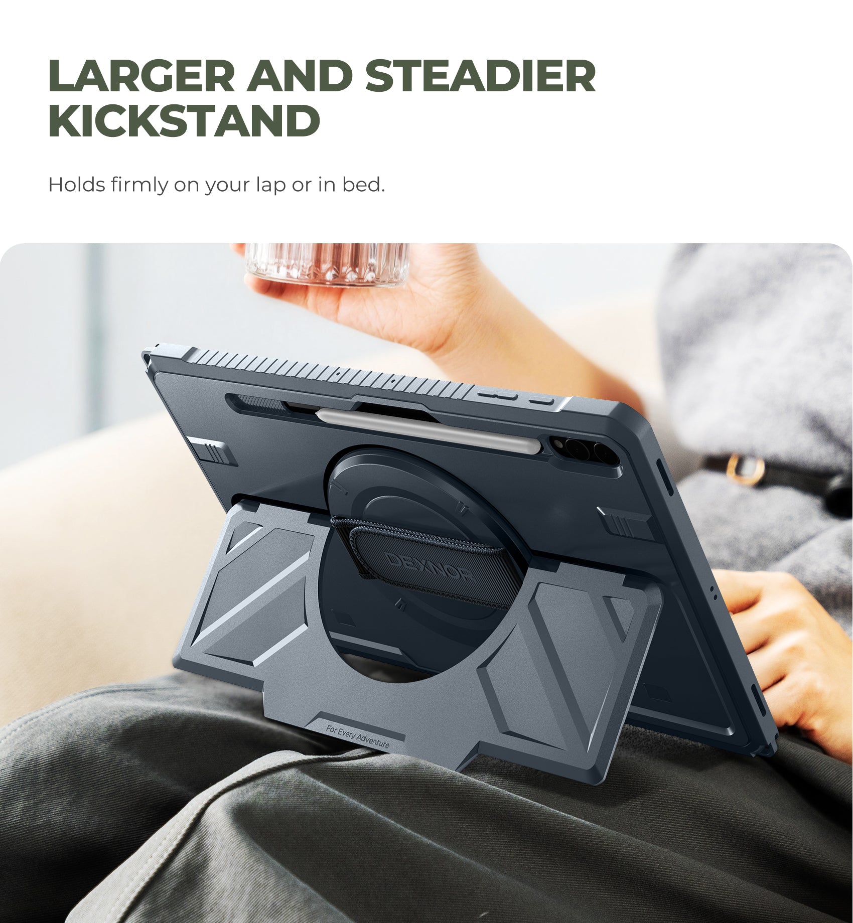 Dexnor Case for Samsung Galaxy Tab S10 Ultra 14.6 inch Rugged Protective with 360° Rotating Hand Strap Large Stand Screen Protector S Pen Holder Full Body Cover