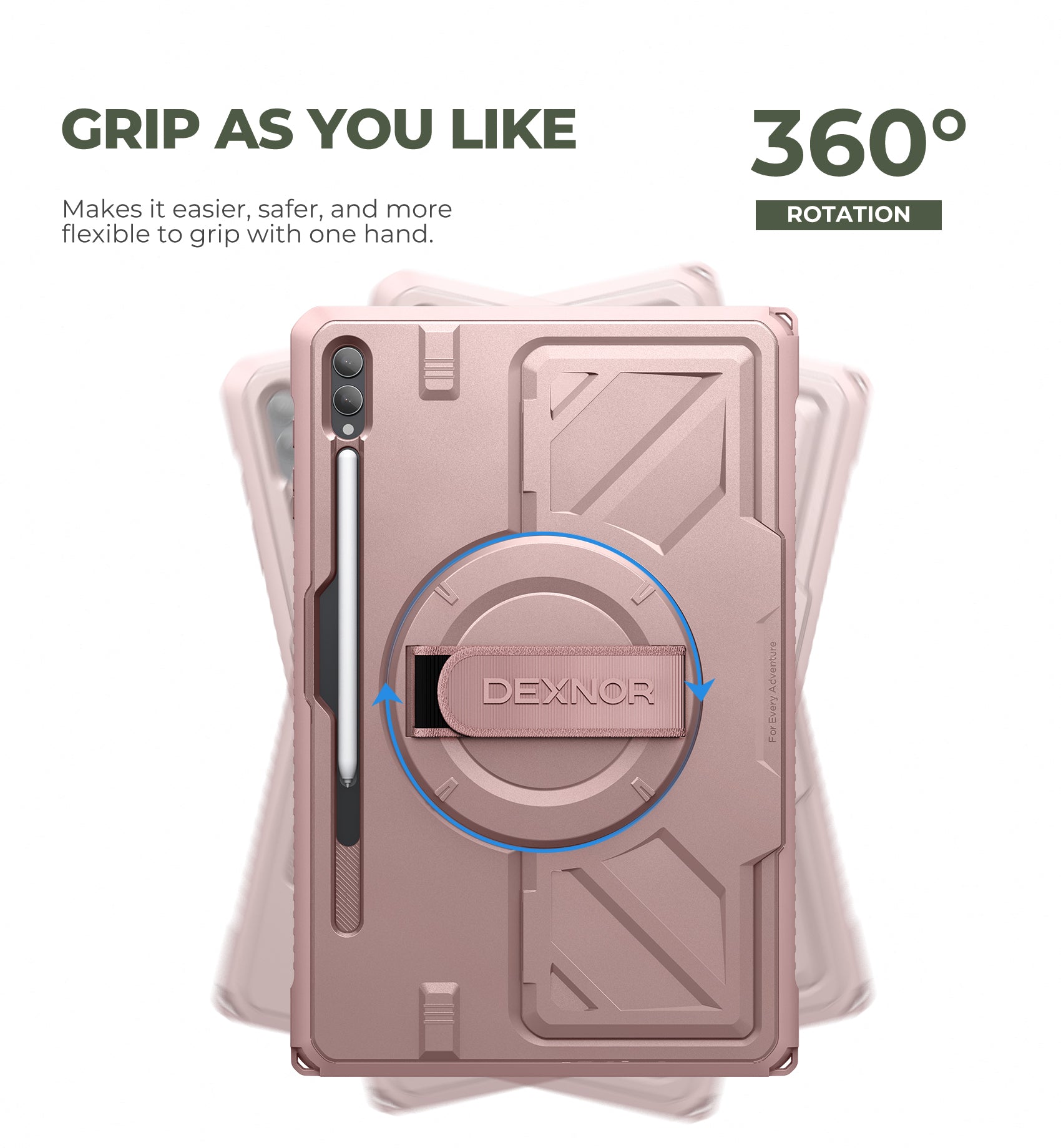 Dexnor Case for Samsung Galaxy Tab S10 Ultra 14.6 inch Rugged Protective with 360° Rotating Hand Strap Large Stand Screen Protector S Pen Holder Full Body Cover