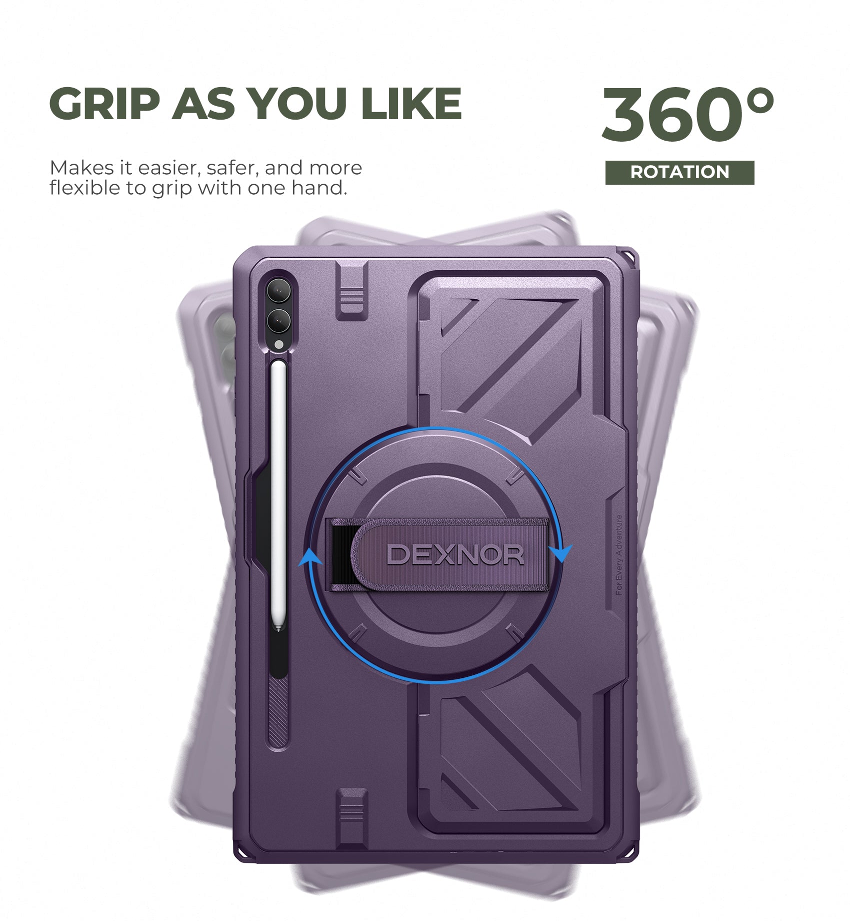 Dexnor Case for Samsung Galaxy Tab S10 Ultra 14.6 inch Rugged Protective with 360° Rotating Hand Strap Large Stand Screen Protector S Pen Holder Full Body Cover
