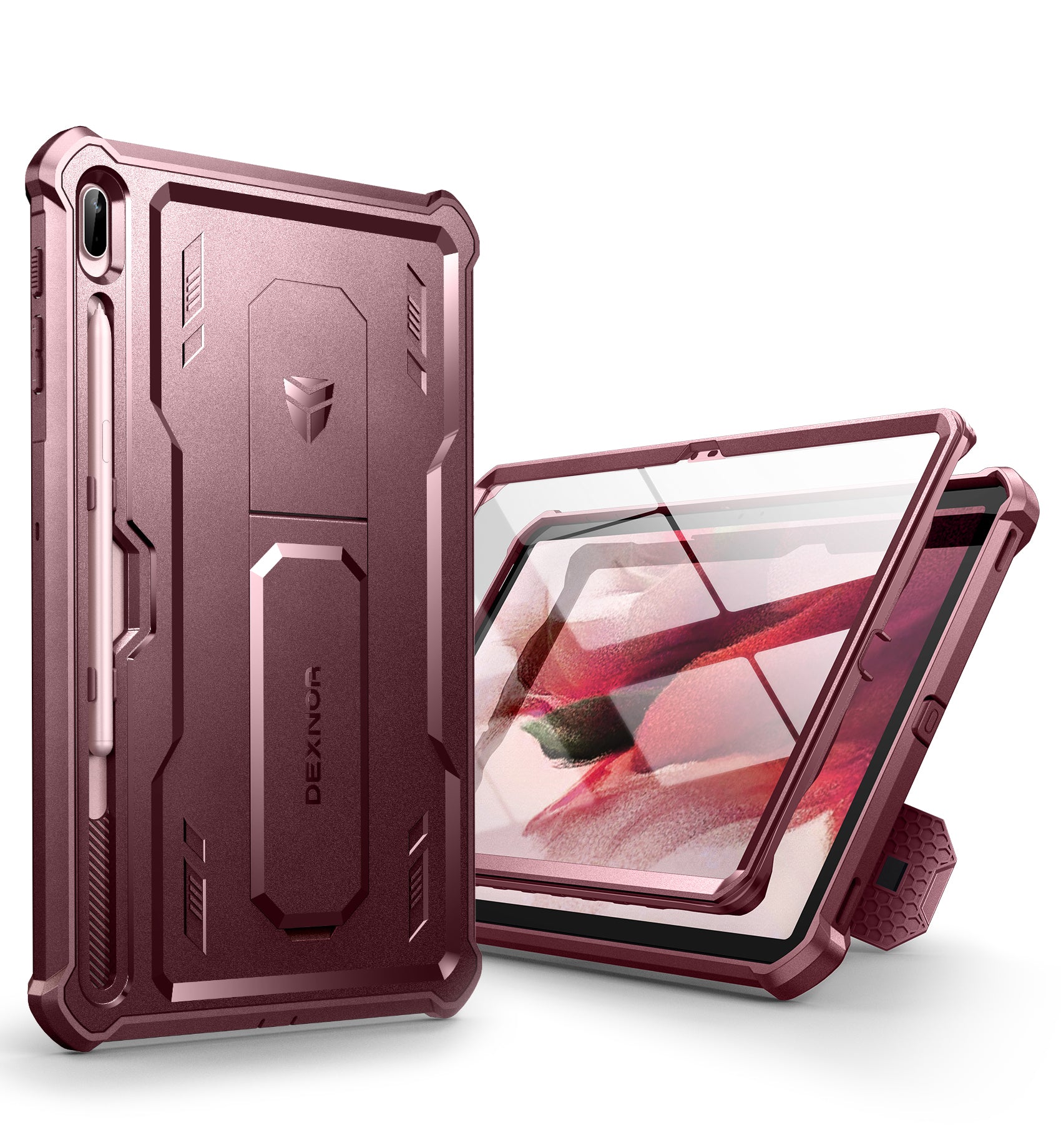 Dexnor Case for Galaxy Tab S7 FE 12.4 Inch 2021 Built in Screen Protector Kickstand with Pen Holder Heavy Duty Shockproof Full Body Protective Cover