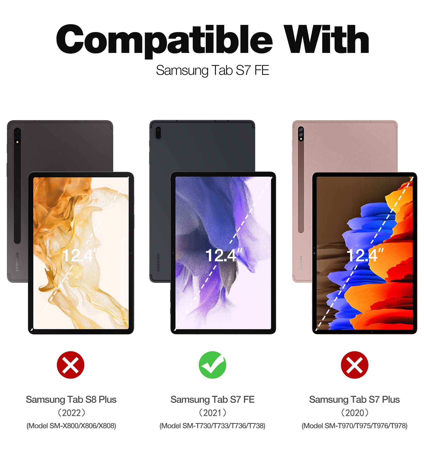 Dexnor Case for Galaxy Tab S7 FE 12.4 Inch 2021 Built in Screen Protector Kickstand with Pen Holder Heavy Duty Shockproof Full Body Protective Cover