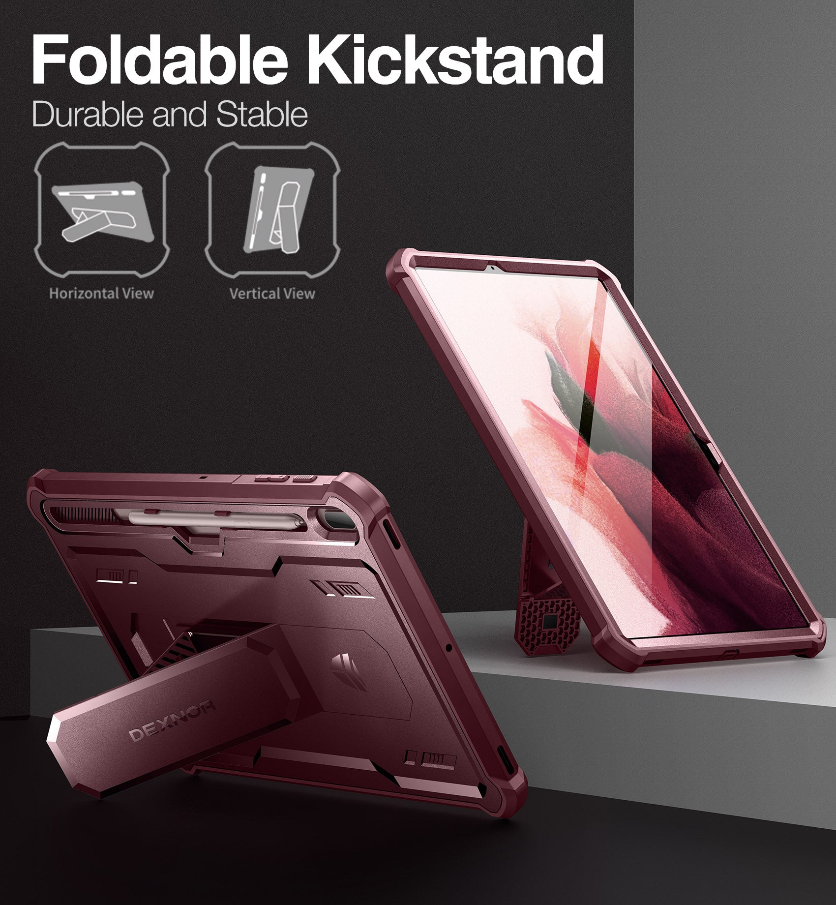 Dexnor Case for Galaxy Tab S7 FE 12.4 Inch 2021 Built in Screen Protector Kickstand with Pen Holder Heavy Duty Shockproof Full Body Protective Cover