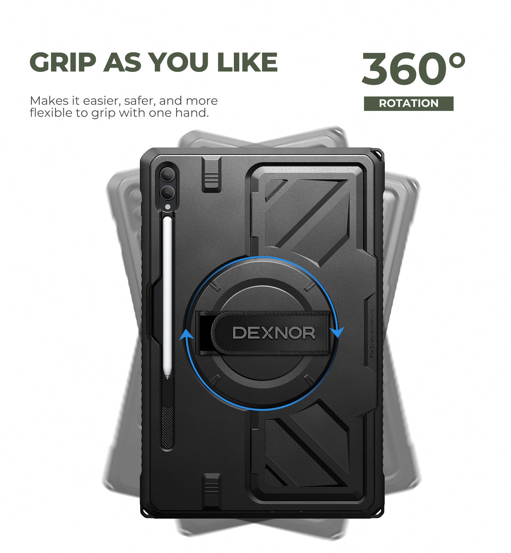 Dexnor Case for Samsung Galaxy Tab S8 Ultra 14.6 inch Rugged Protective with 360° Rotating Hand Strap Large Stand Screen Protector S Pen Holder Full Body Cover