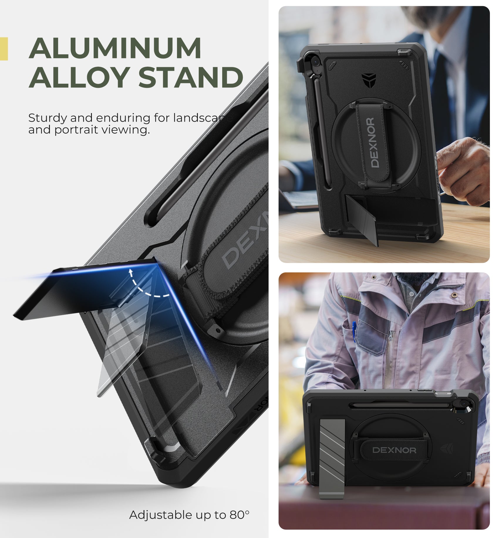 Dexnor Case for Samsung Galaxy Tab S9 11 Inch 2023 with Screen Protector Pen Holder 360 Rotating Hand Strap Kickstand Full Body Cover