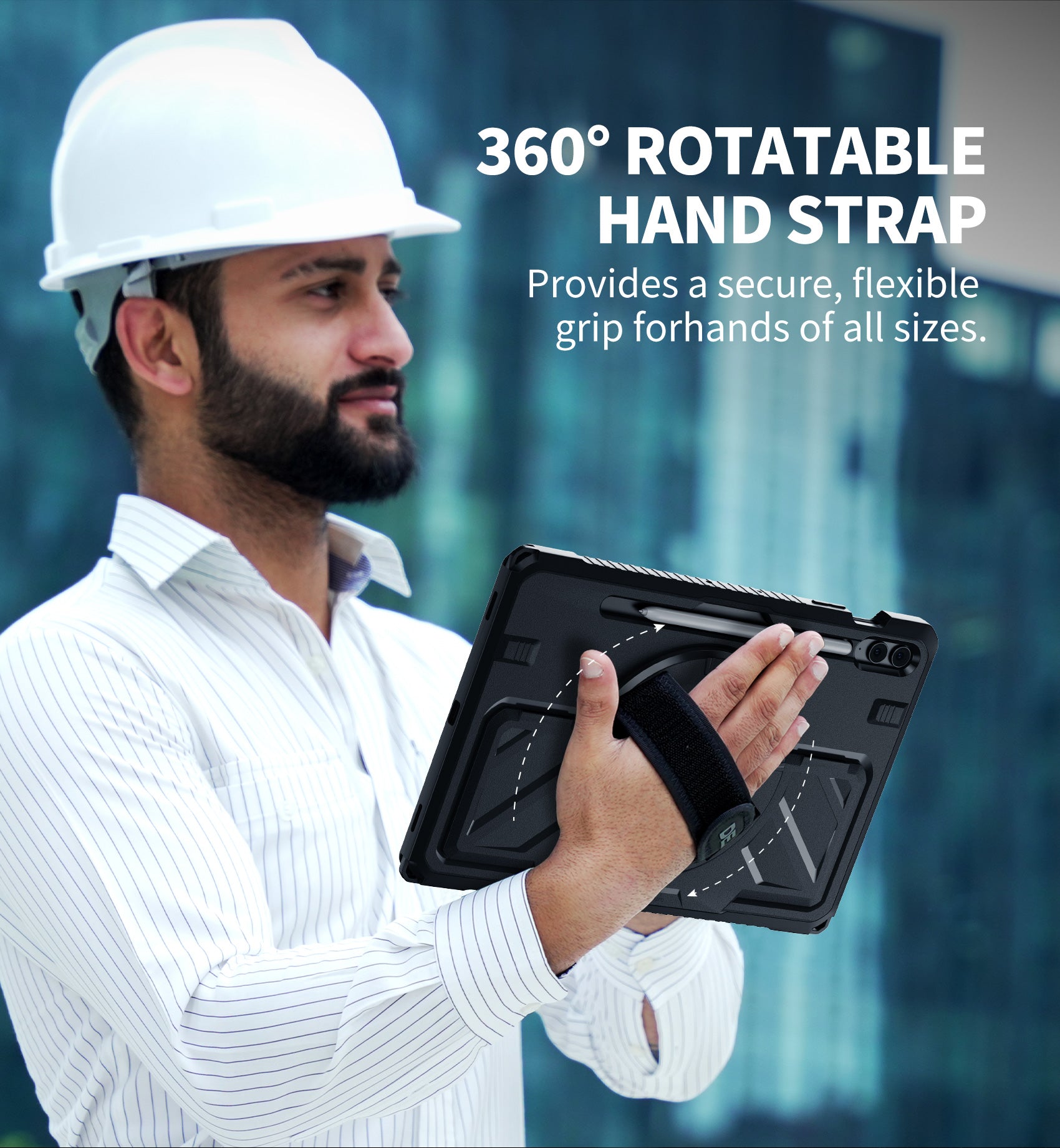 Dexnor Case for Samsung Galaxy Tab S9 FE Plus 2023 12.4 inch Rugged Protective with 360° Rotating Hand Strap Stand Screen Protector S Pen Holder Shockproof Full Body Bumper Cover