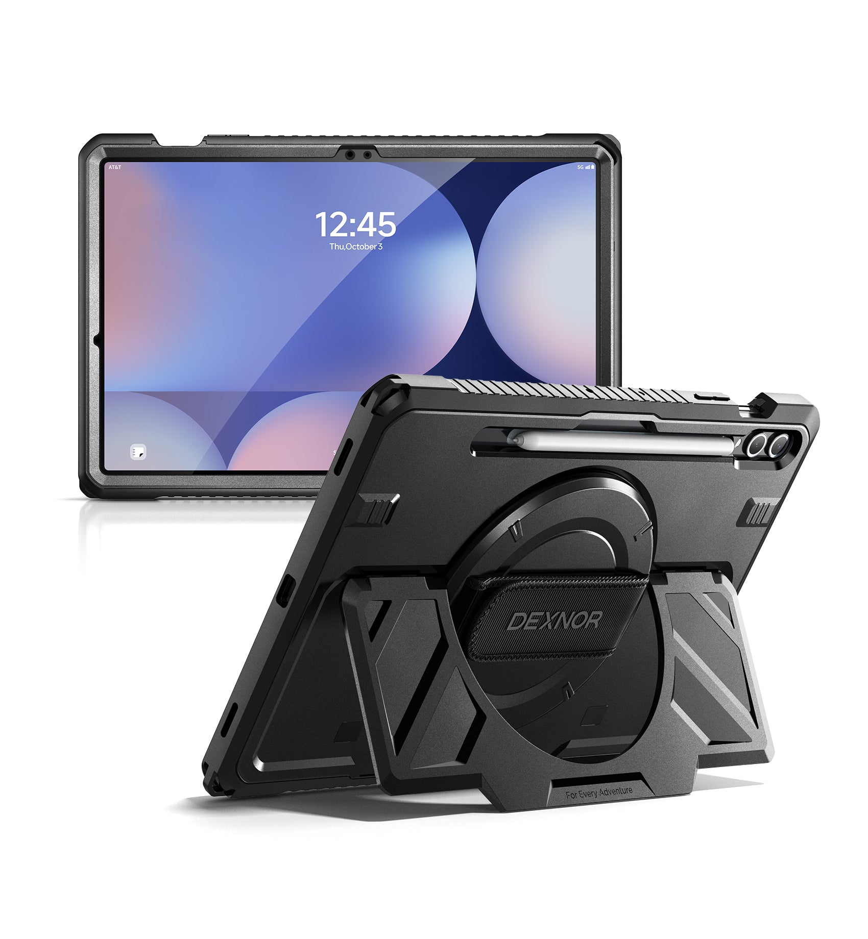 Dexnor Case for Samsung Galaxy Tab S9 Plus 2023 12.4 Inch Rugged Protective with 360° Rotating Hand Strap Stand Screen Protector S Pen Holder Shockproof Full Body Cover
