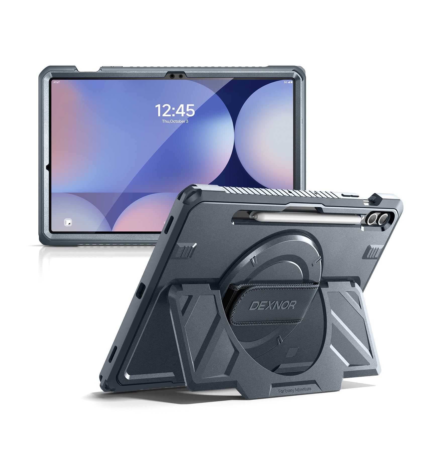 Dexnor Case for Samsung Galaxy Tab S9 Plus 2023 12.4 Inch Rugged Protective with 360° Rotating Hand Strap Stand Screen Protector S Pen Holder Shockproof Full Body Cover