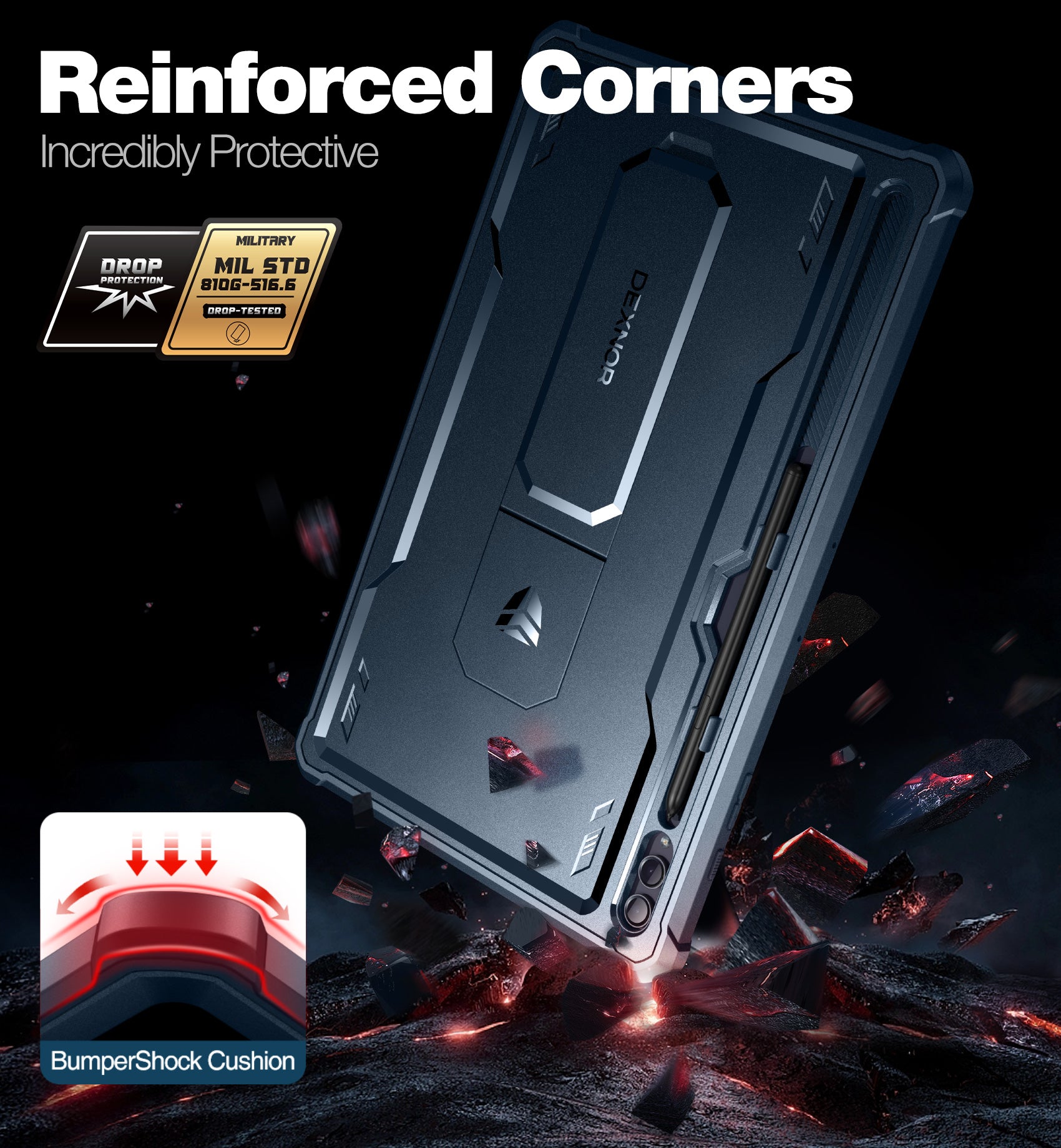 Dexnor Case for Samsung Galaxy Tab S9 Ultra 2023 14.6 Inch Built in Screen Protector Kickstand with Pen Holder Heavy Duty Shockproof Protective Cover