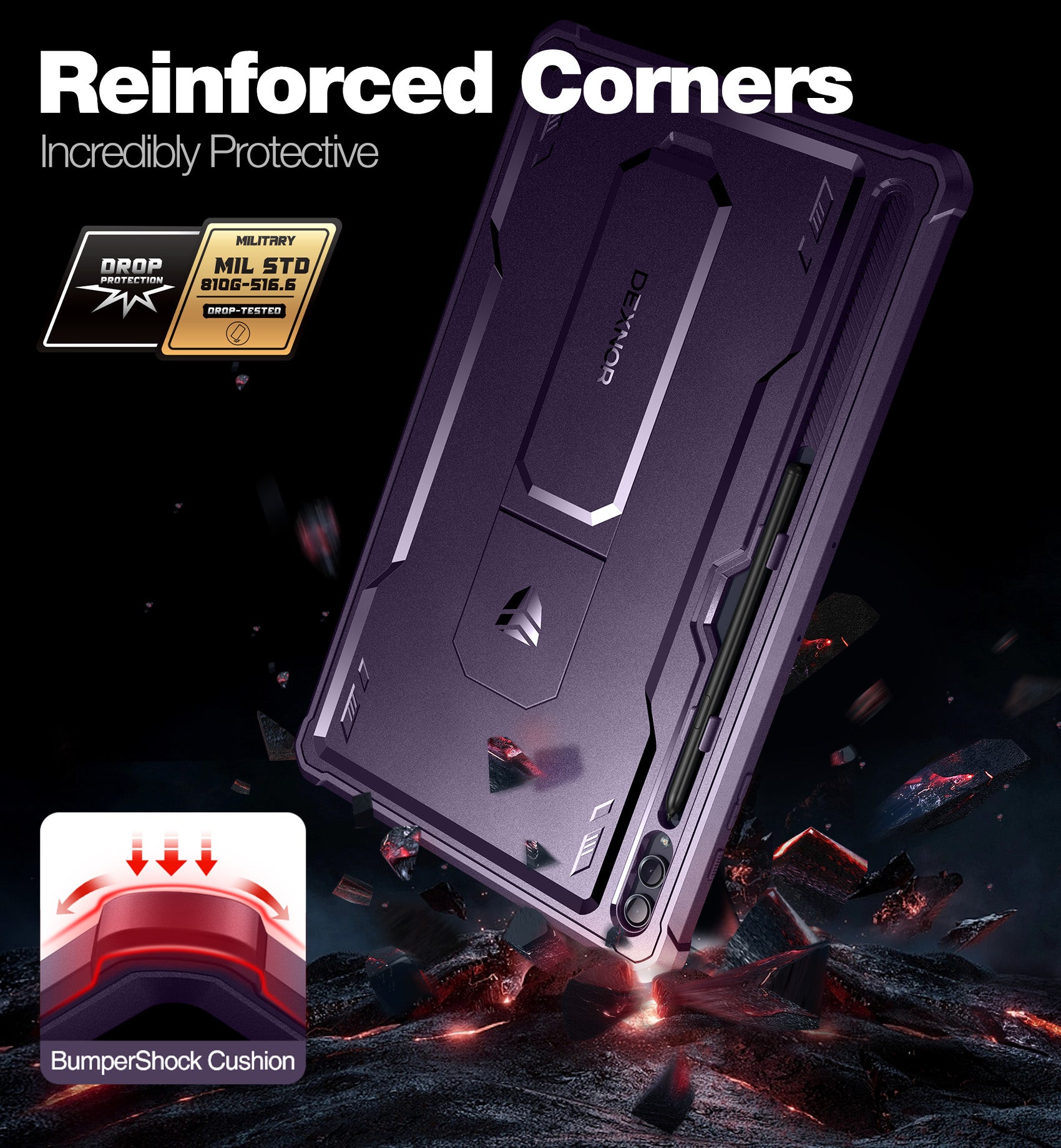 Dexnor Case for Samsung Galaxy Tab S9 Ultra 2023 14.6 Inch Built in Screen Protector Kickstand with Pen Holder Heavy Duty Shockproof Protective Cover