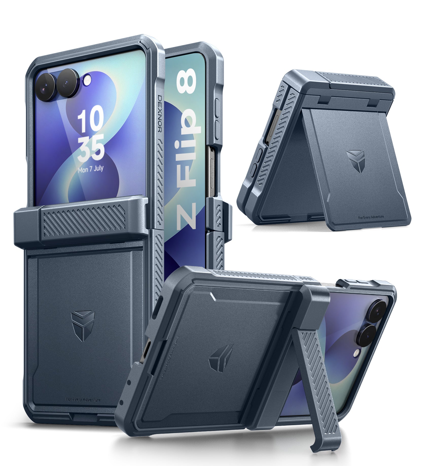 Dexnor Case for Samsung Galaxy Z Flip 8 with Dual Kickstands Auto-Close Hinge Protection Screen Protector Full-Body Rugged Shockproof Protective Cover Heavy-Duty Bumper
