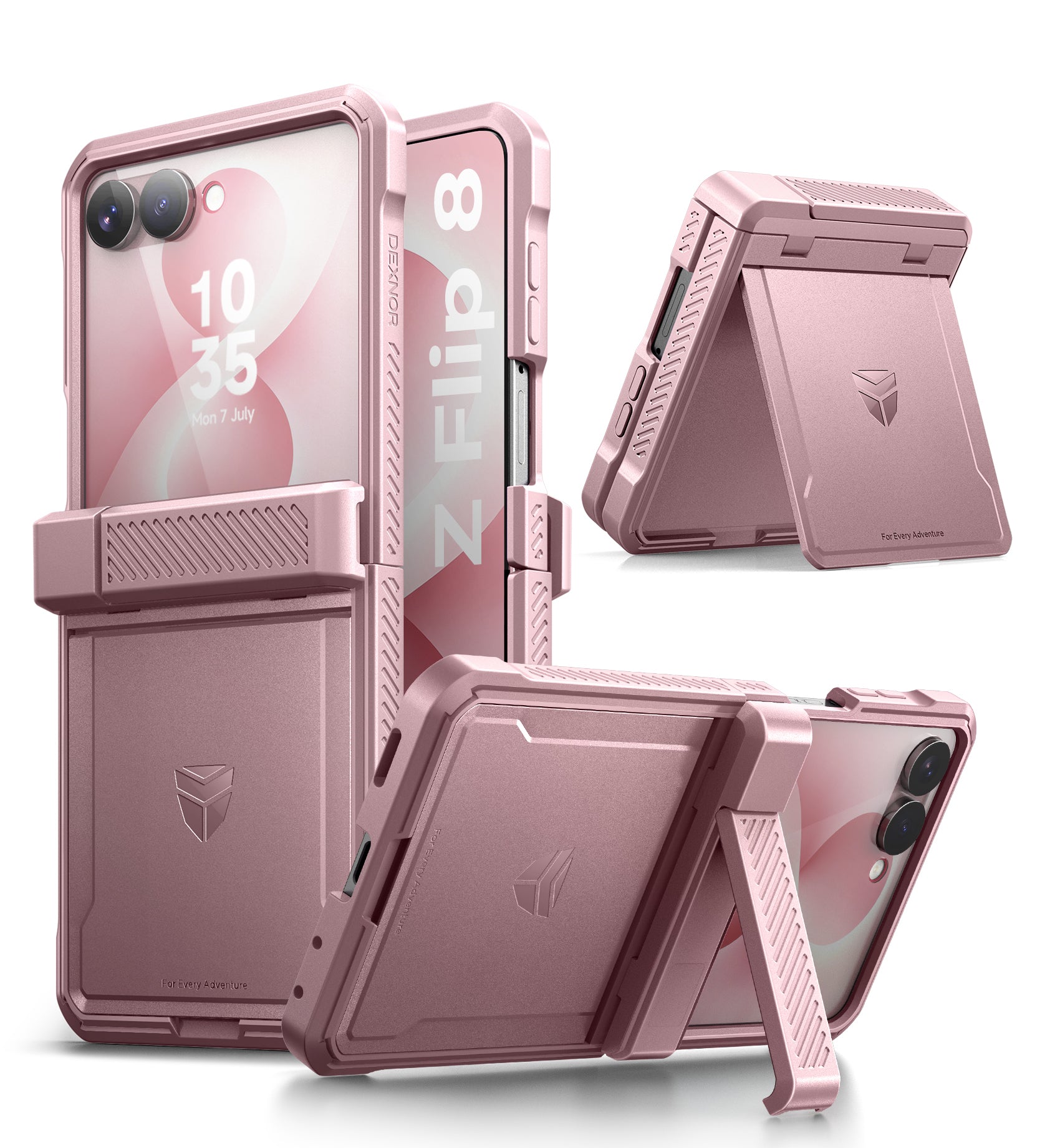 Dexnor Case for Samsung Galaxy Z Flip 8 with Dual Kickstands Auto-Close Hinge Protection Screen Protector Full-Body Rugged Shockproof Protective Cover Heavy-Duty Bumper