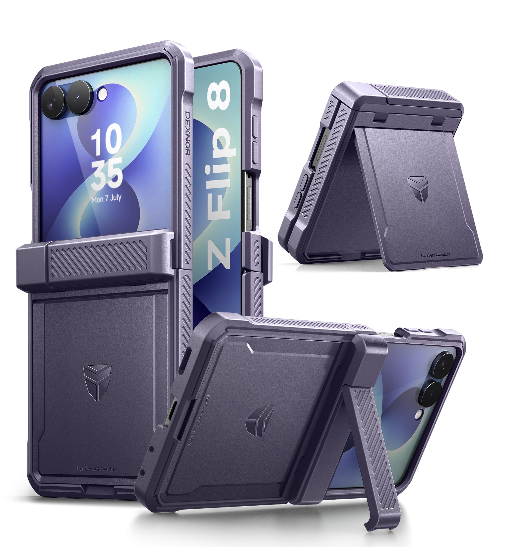 Dexnor Case for Samsung Galaxy Z Flip 8 with Dual Kickstands Auto-Close Hinge Protection Screen Protector Full-Body Rugged Shockproof Protective Cover Heavy-Duty Bumper