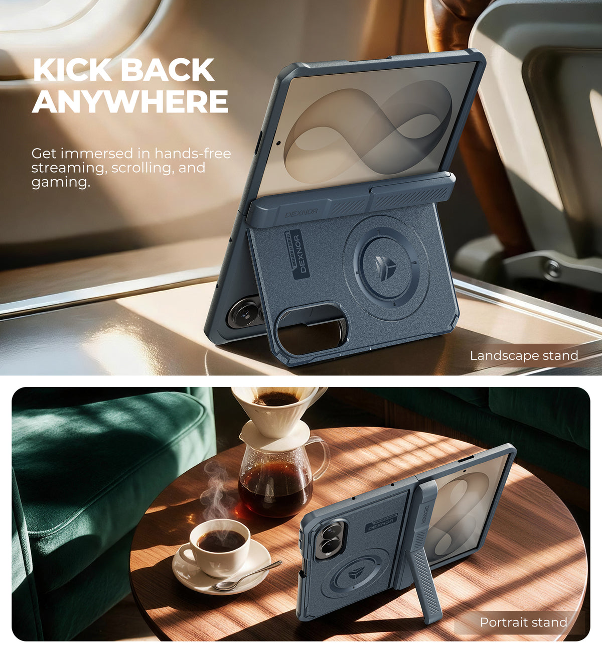 Dexnor Case for Samsung Galaxy Z Fold 8 Compatible with MagSafe Built-in Kickstands Screen Protector Hinge Protection Full-body Rugged Protective Cover