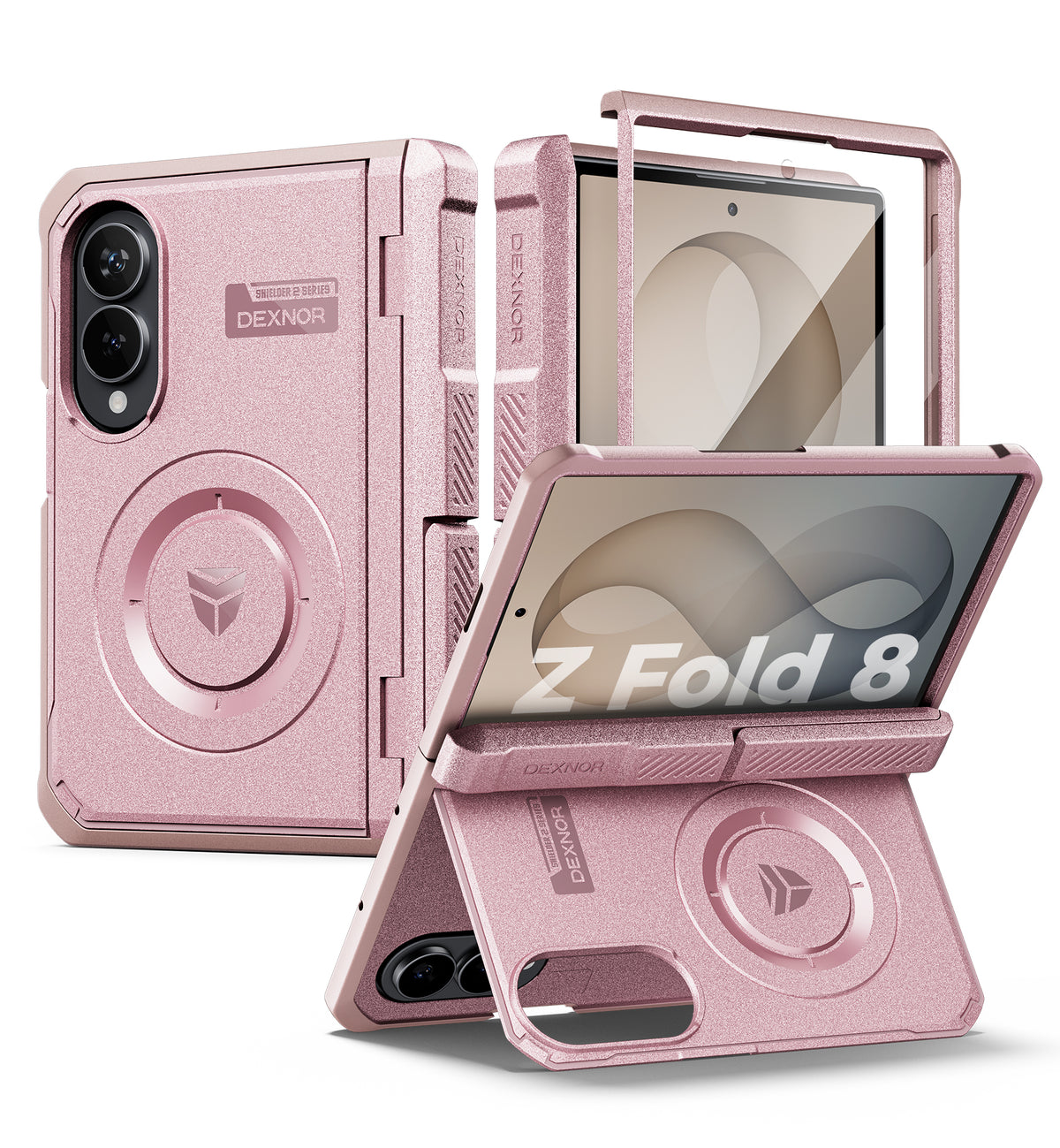Dexnor Case for Samsung Galaxy Z Fold 8 Compatible with MagSafe Built-in Kickstands Screen Protector Hinge Protection Full-body Rugged Protective Cover
