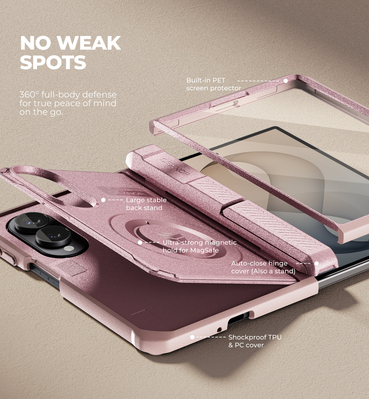Dexnor Case for Samsung Galaxy Z Fold 8 Compatible with MagSafe Built-in Kickstands Screen Protector Hinge Protection Full-body Rugged Protective Cover