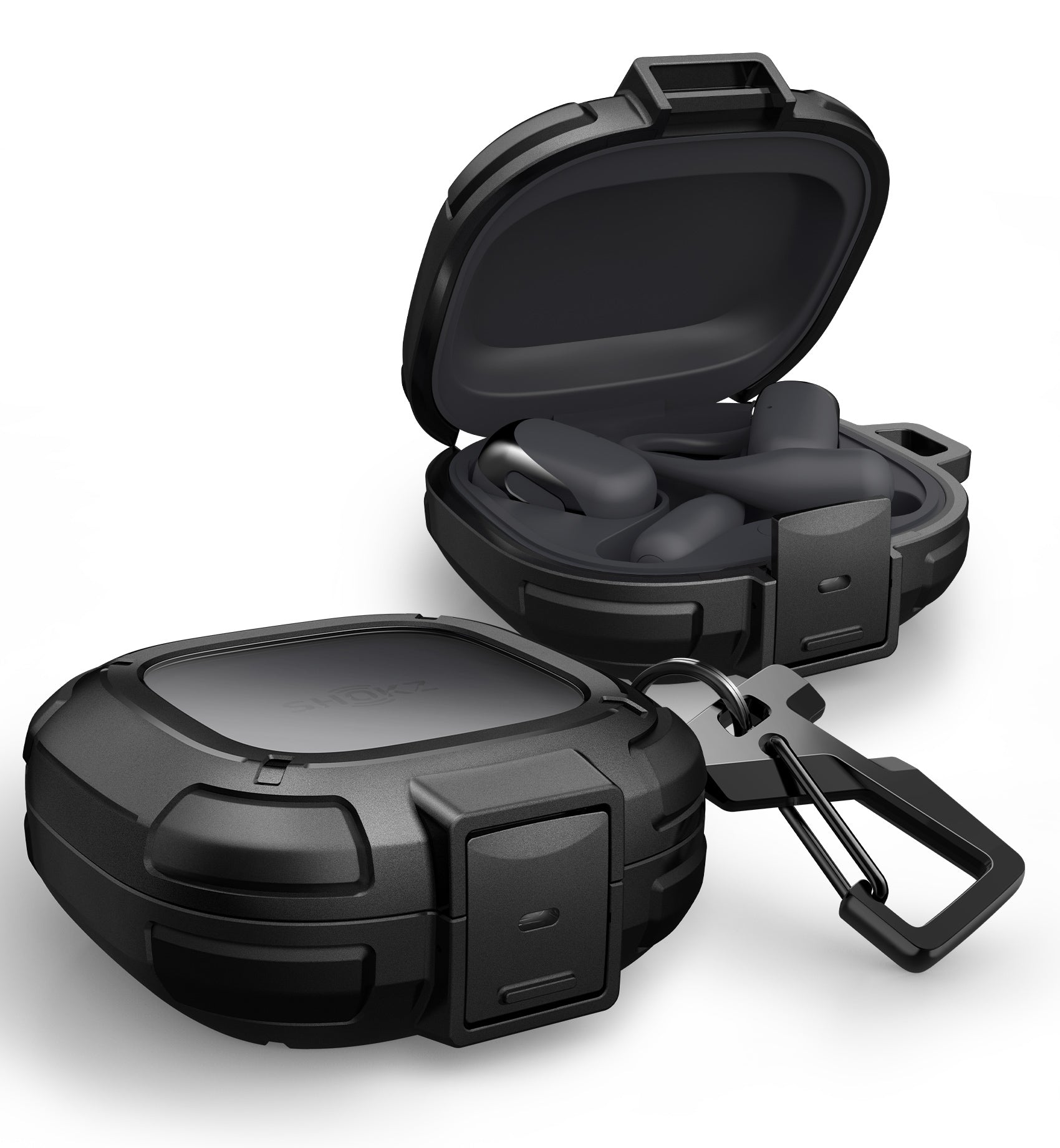 Dexnor Case for Shokz OpenFit 2nd Gen 2025 with Drop-Proof Lock Shockproof Rugged Bumper Protective Cover with Carabiner Keyring Cleaner Kit