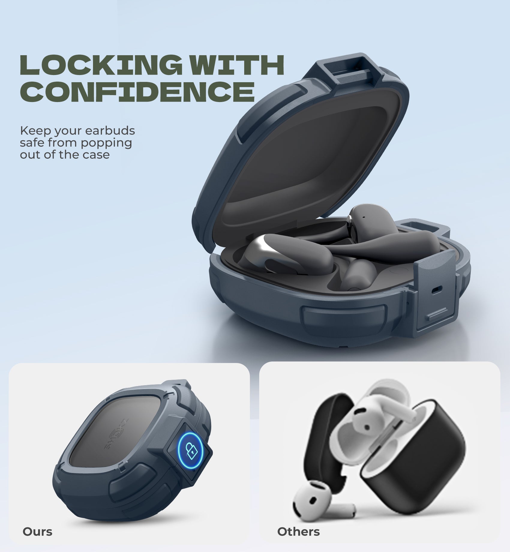 Dexnor Case for Shokz OpenFit 2nd Gen 2025 with Drop-Proof Lock Shockproof Rugged Bumper Protective Cover with Carabiner Keyring Cleaner Kit