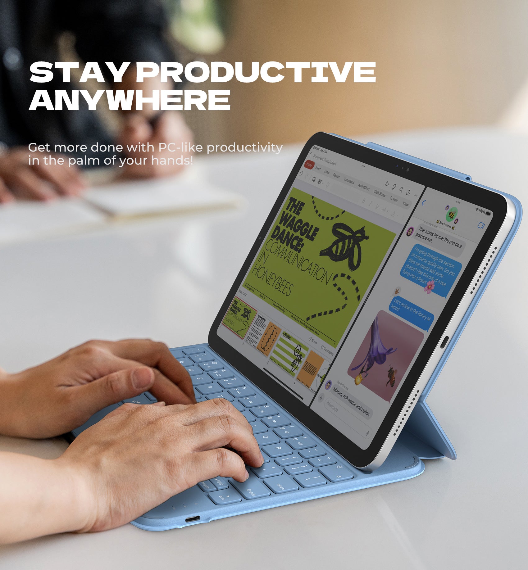 Dexnor Keyboard Case For iPad 10th Gen With Trackpad Pen Holder Slim Bluetooth Black 10.9 Inch