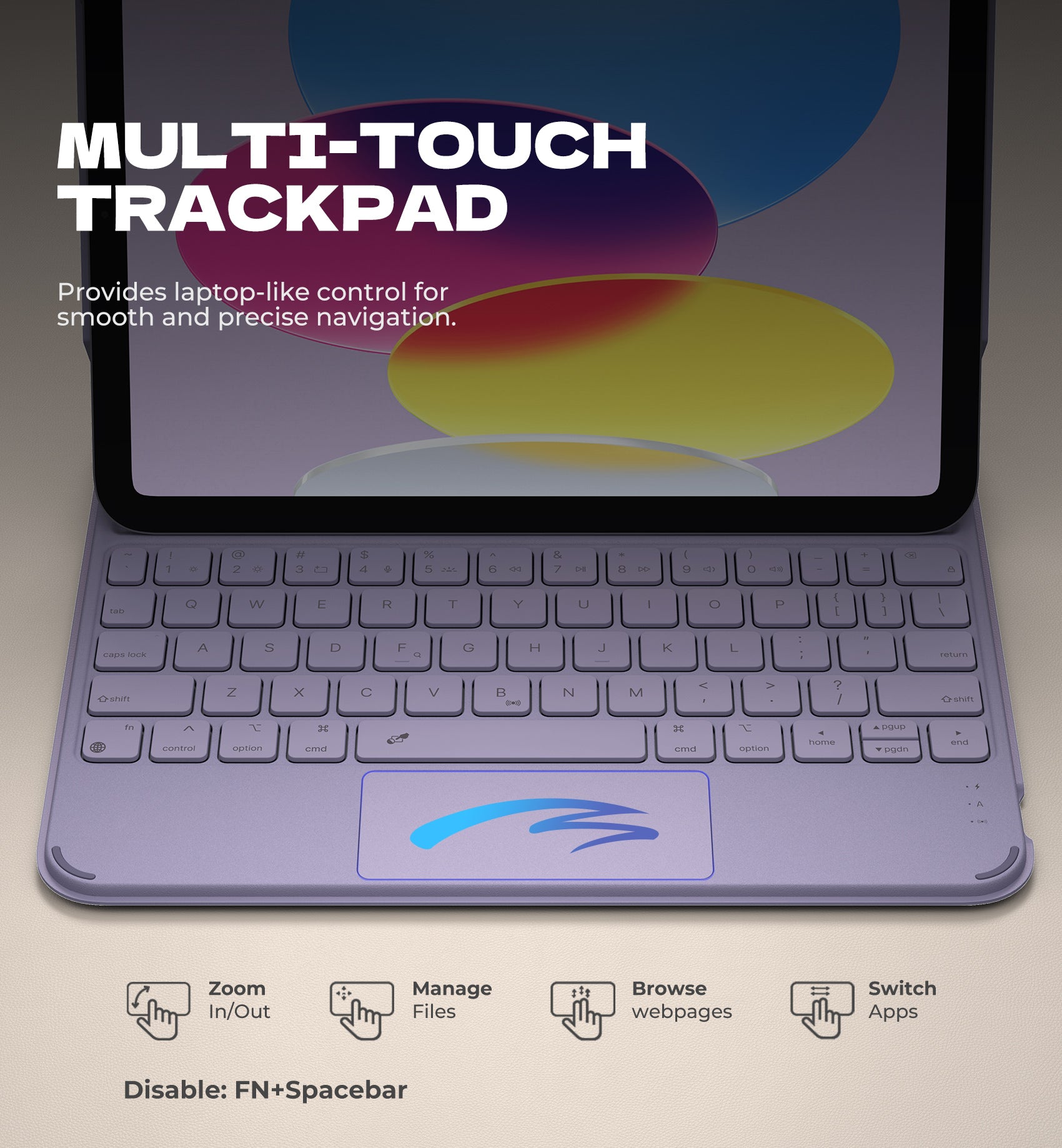 Dexnor Keyboard Case For iPad 10th Gen With Trackpad Pen Holder Slim Bluetooth Black 10.9 Inch