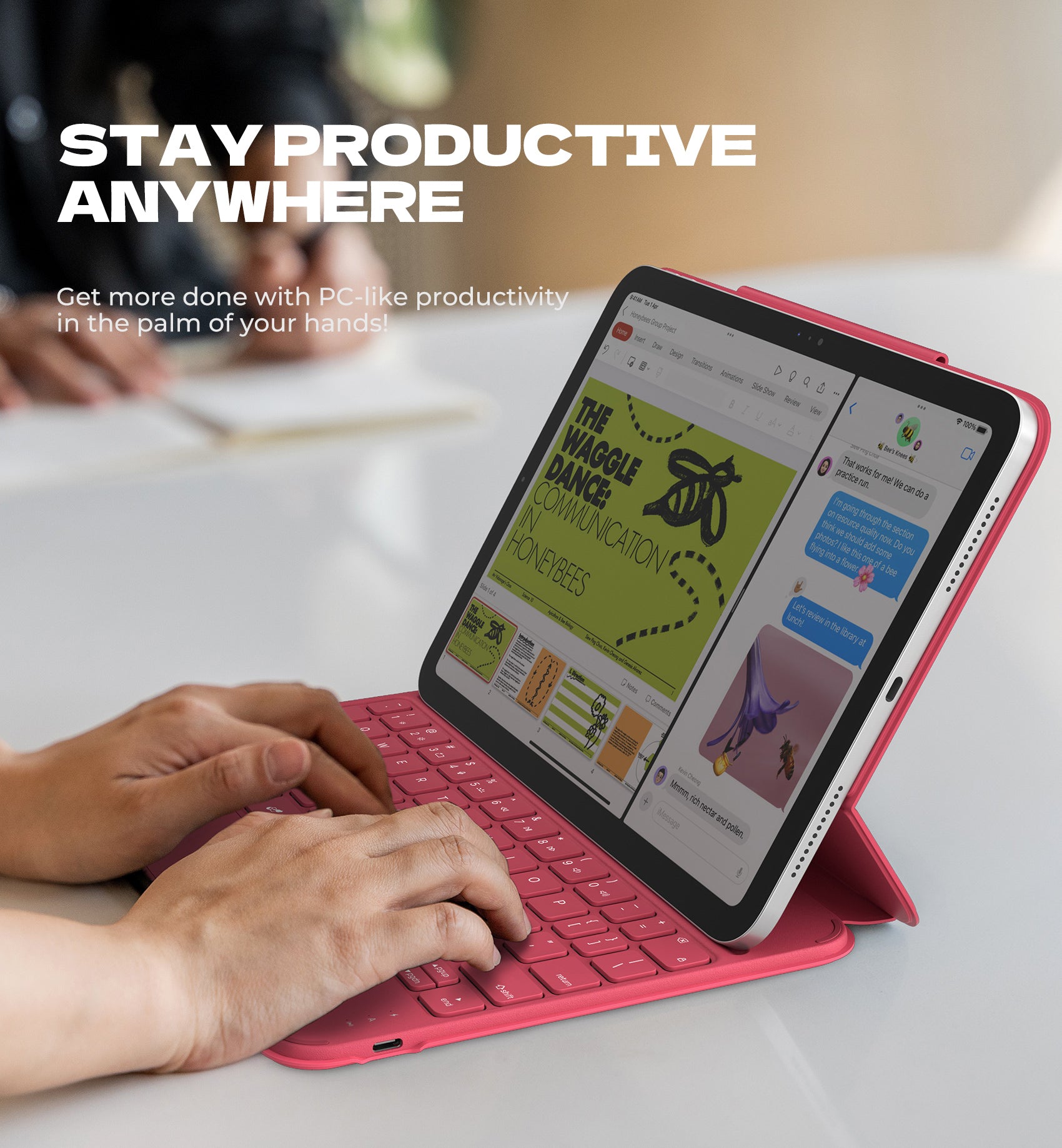 Dexnor Keyboard Case For iPad 10th Gen With Trackpad Pen Holder Slim Bluetooth Black 10.9 Inch