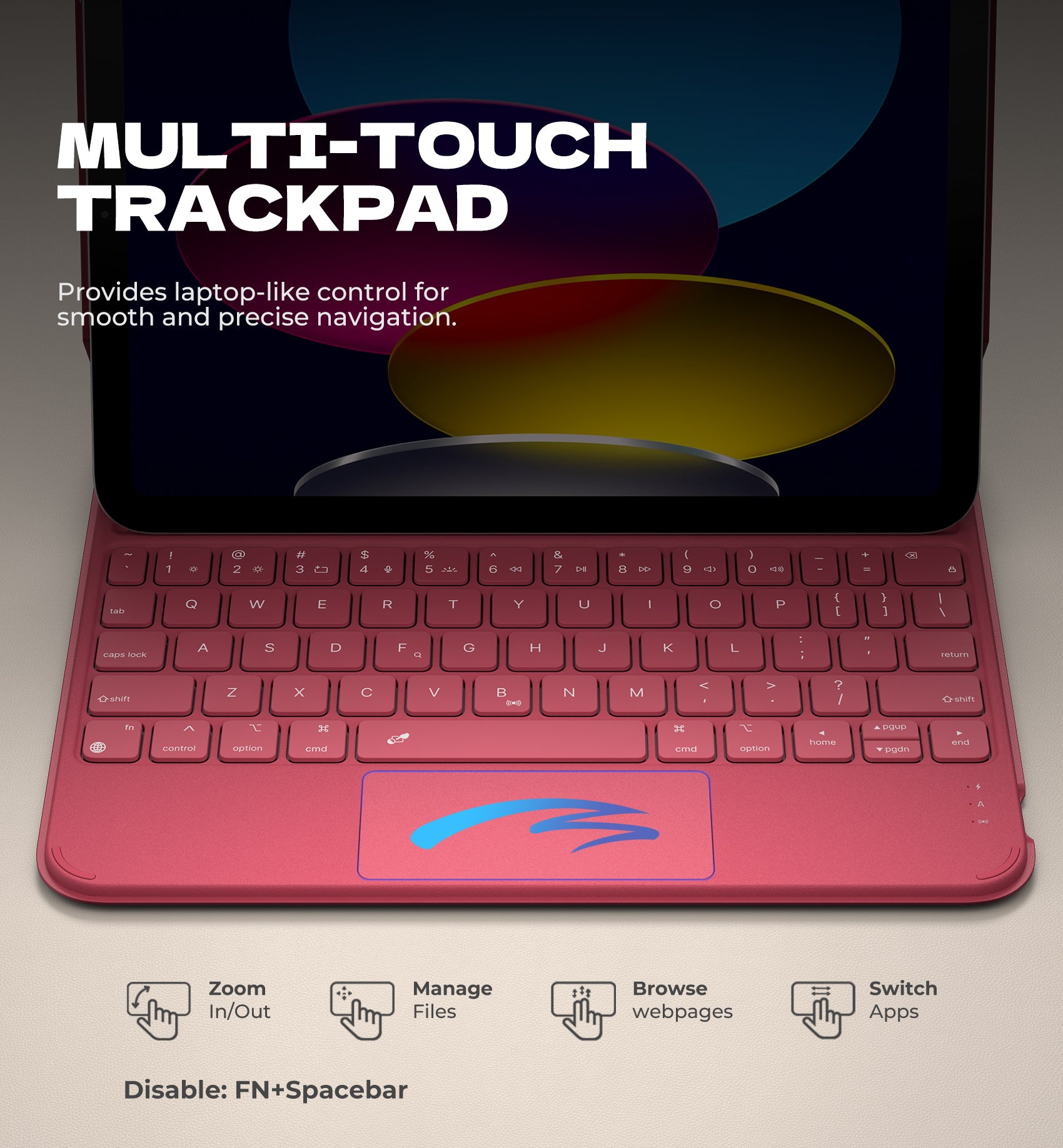 Dexnor Keyboard Case for iPad 11th Gen with Trackpad Ultra-Light Magnetic Detachable Multi-Touch Backlit 10.9" Black