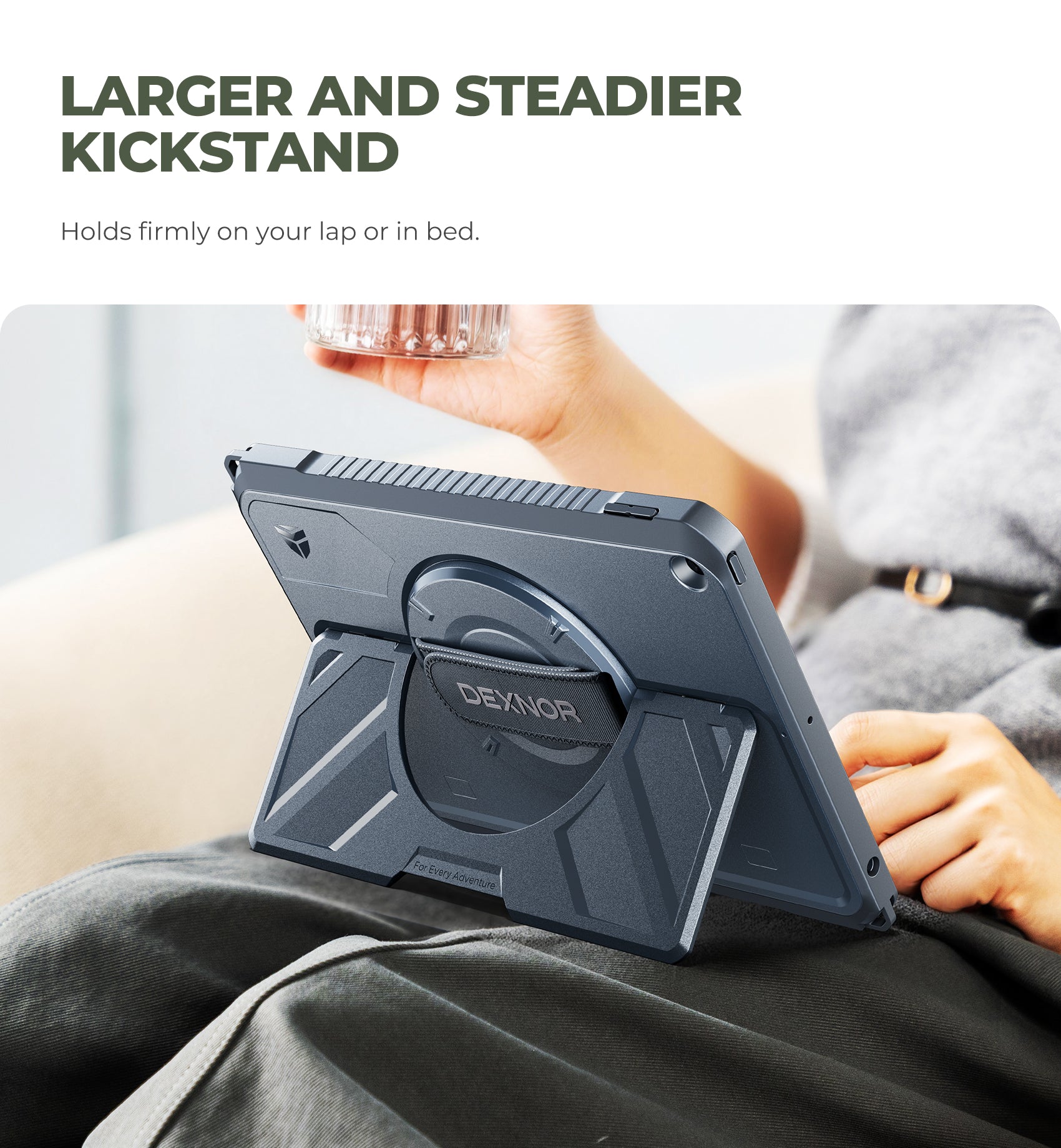 Dexnor Case for iPad 7th Generation 10.2 inch Rugged Protective Case with 360° Rotating Hand Strap Large Stand Screen Protector Pencil Holder Shockproof Full Body Bumper Cover