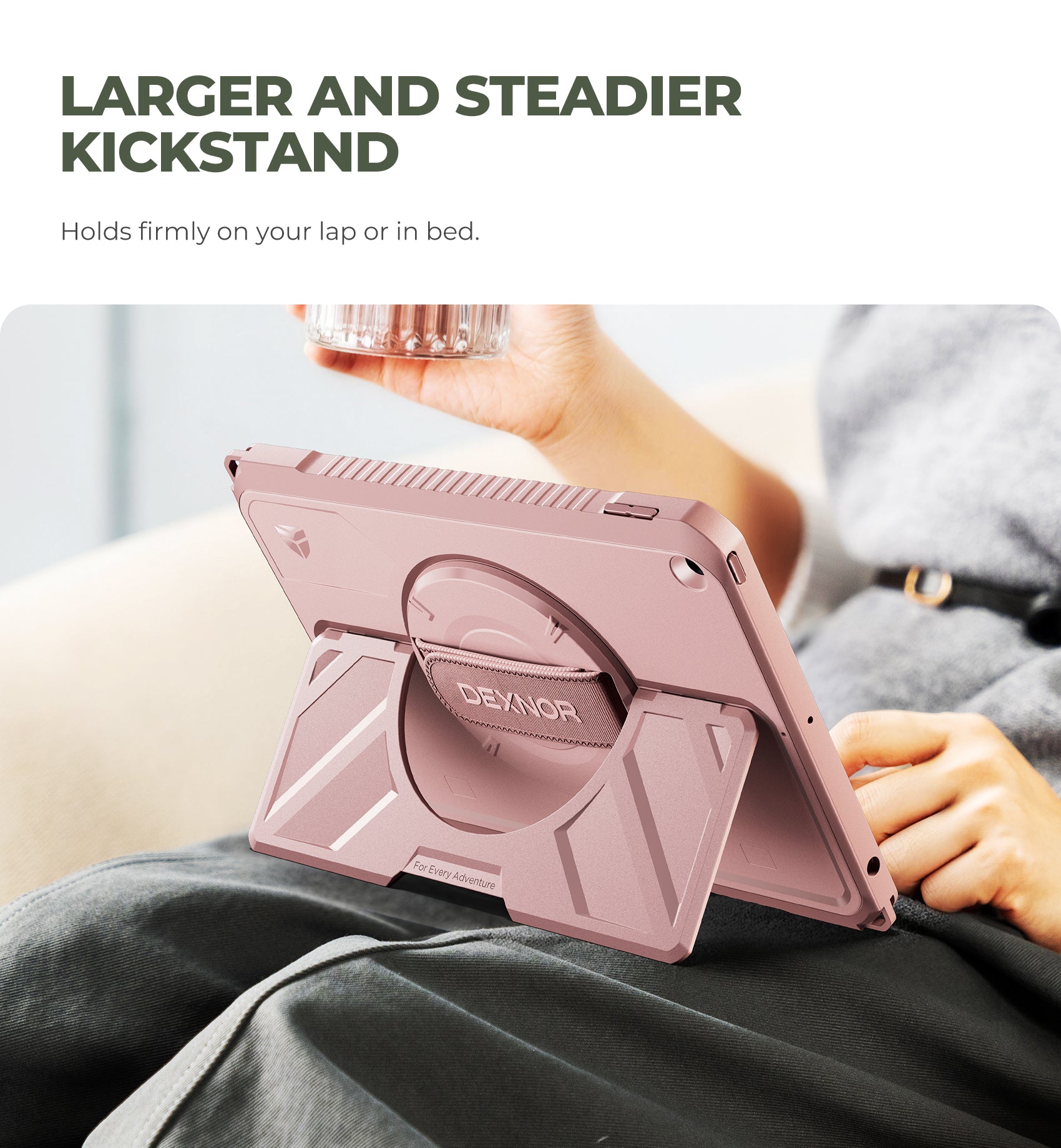 Dexnor Case for iPad 8th Generation 10.2 inch Rugged Protective Case with 360° Rotating Hand Strap Large Stand Screen Protector Pencil Holder Shockproof Full Body Bumper Cover