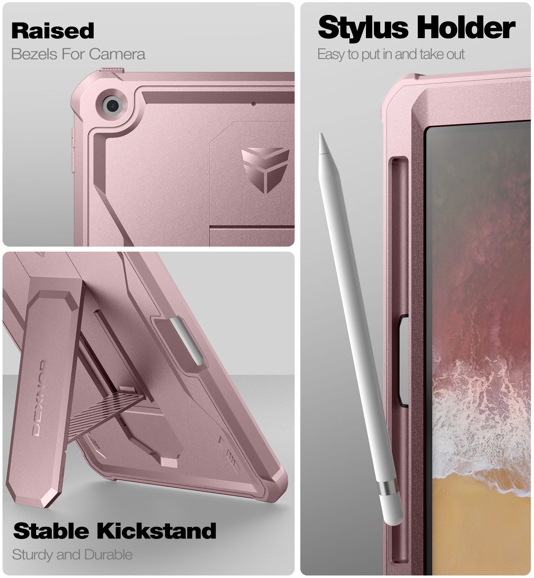 Dexnor for iPad 9.7 Inch 6th Generation 2018 Built in Screen Protector Kickstand with Pen Holder Heavy Duty Shockproof Full Body Protective Cover