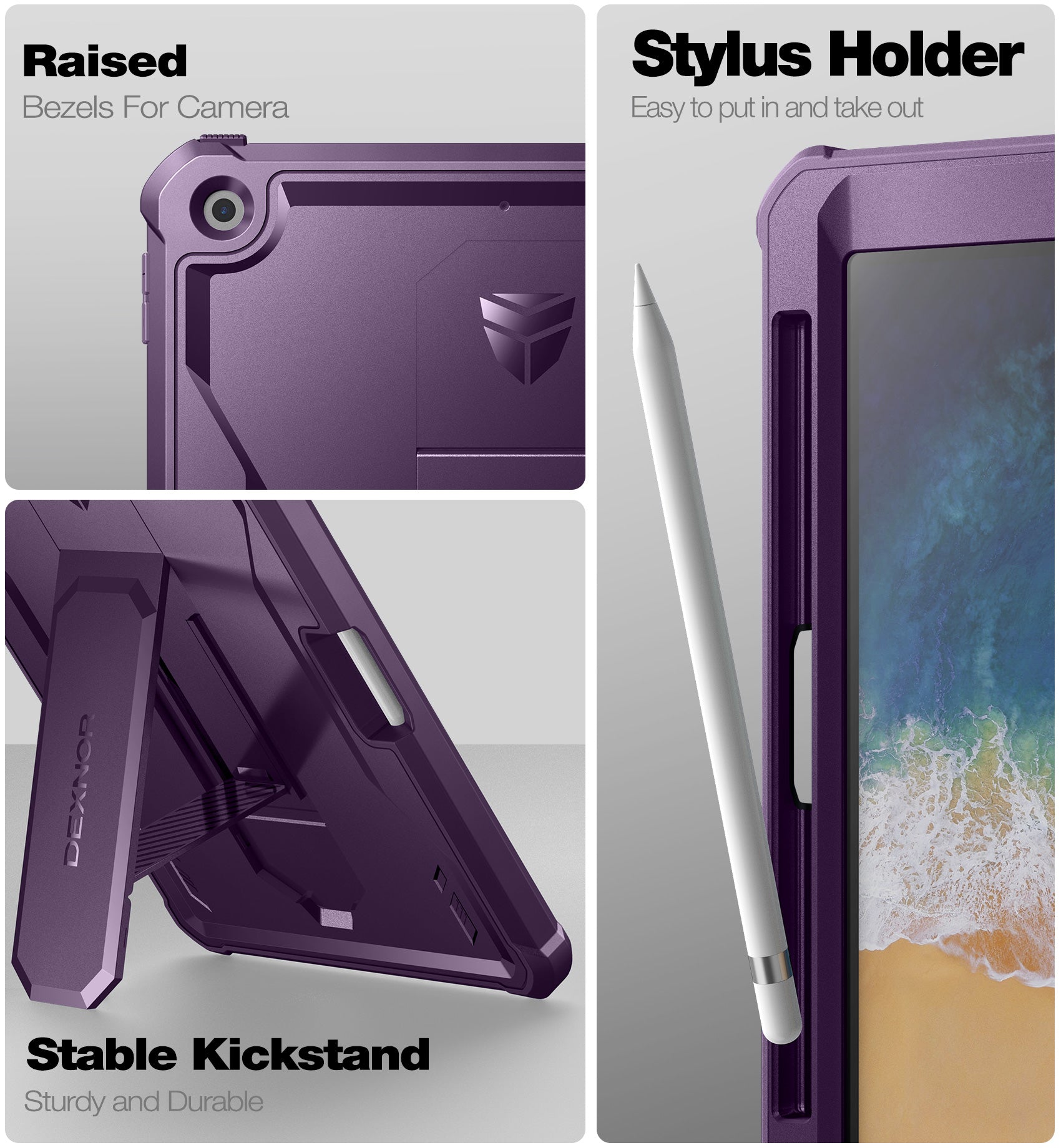 Dexnor for iPad 9.7 Inch 6th Generation 2018 Built in Screen Protector Kickstand with Pen Holder Heavy Duty Shockproof Full Body Protective Cover