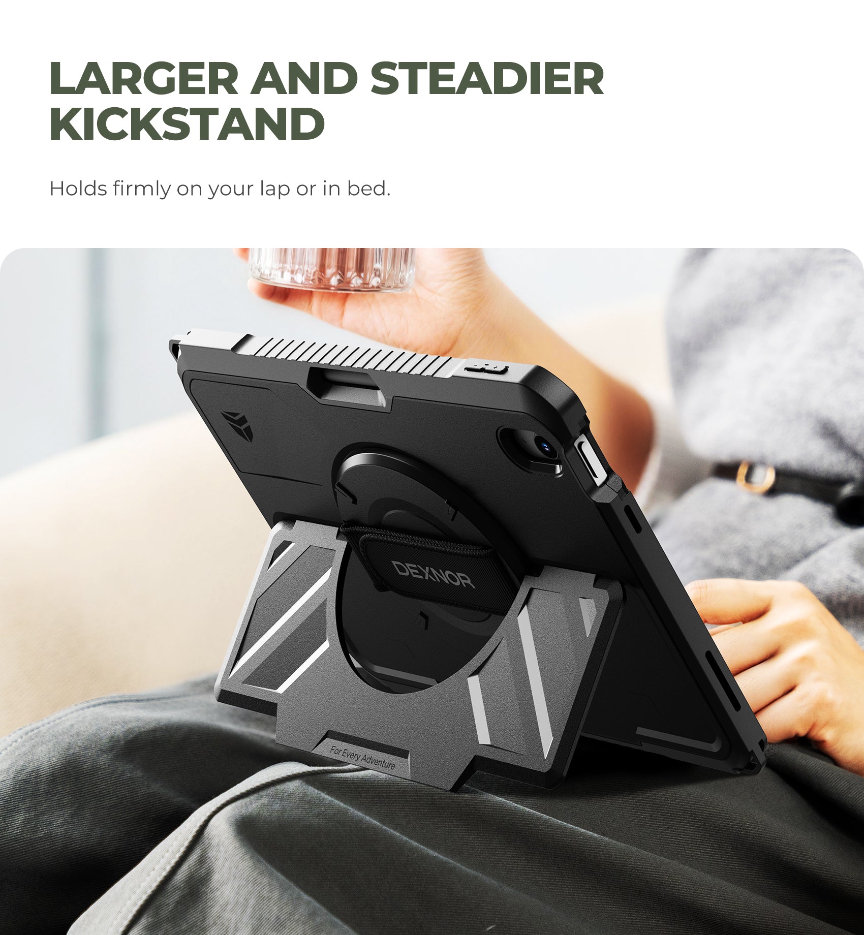 Dexnor Case for iPad A16 11th Generation 2025 11 inch Rugged Protective Case with 360° Rotating Hand Strap Stand Screen Protector Pencil Holder Shockproof Full-Body Cover