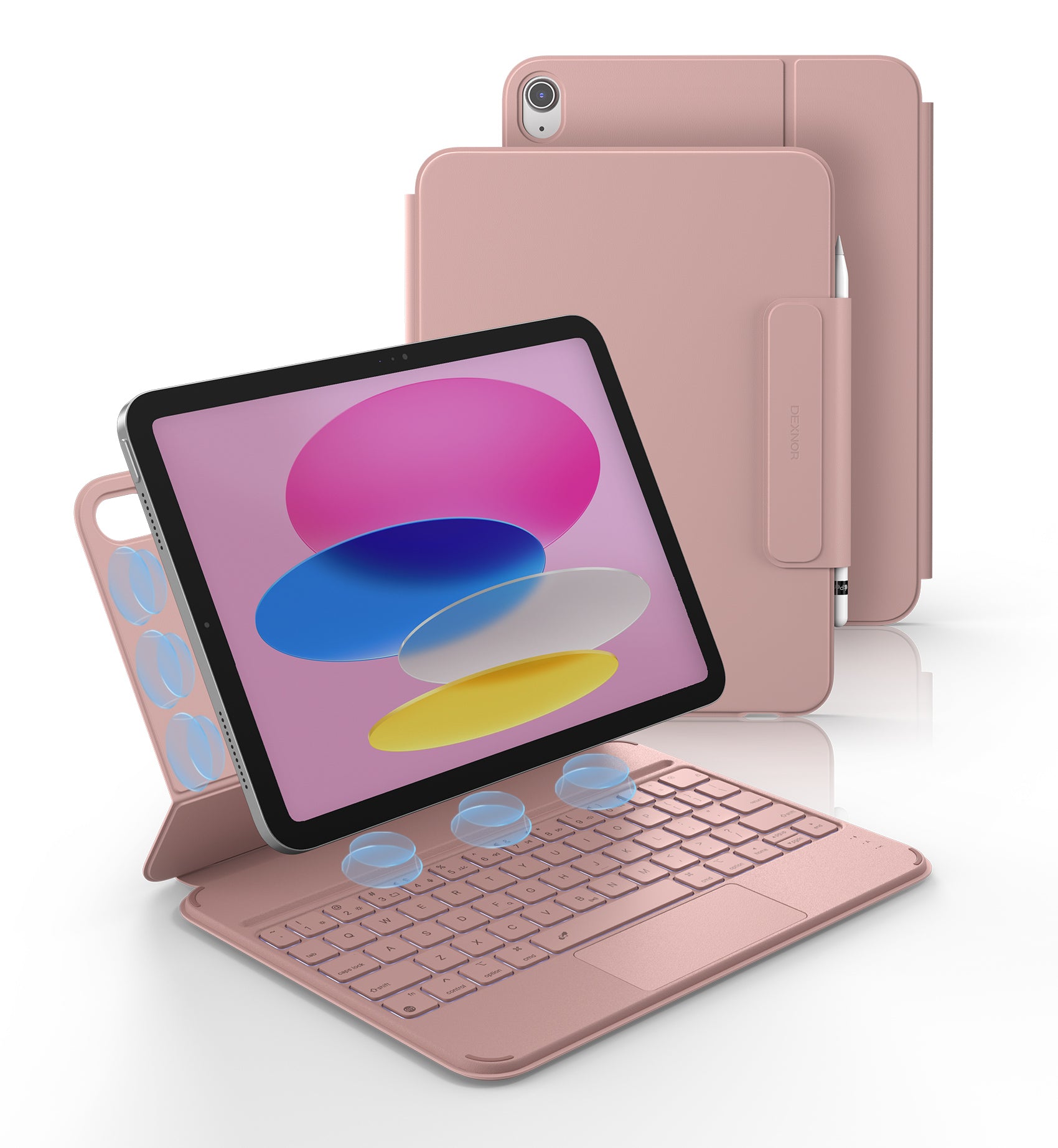 Dexnor Keyboard Case for iPad 11th Gen with Trackpad Ultra-Light Magnetic Detachable Multi-Touch Backlit 10.9" Black