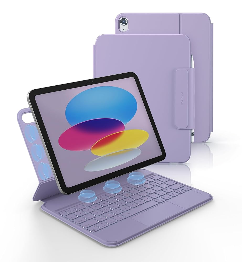 Dexnor Keyboard Case for iPad 11th Gen with Trackpad Ultra-Light Magnetic Detachable Multi-Touch Backlit 10.9" Black