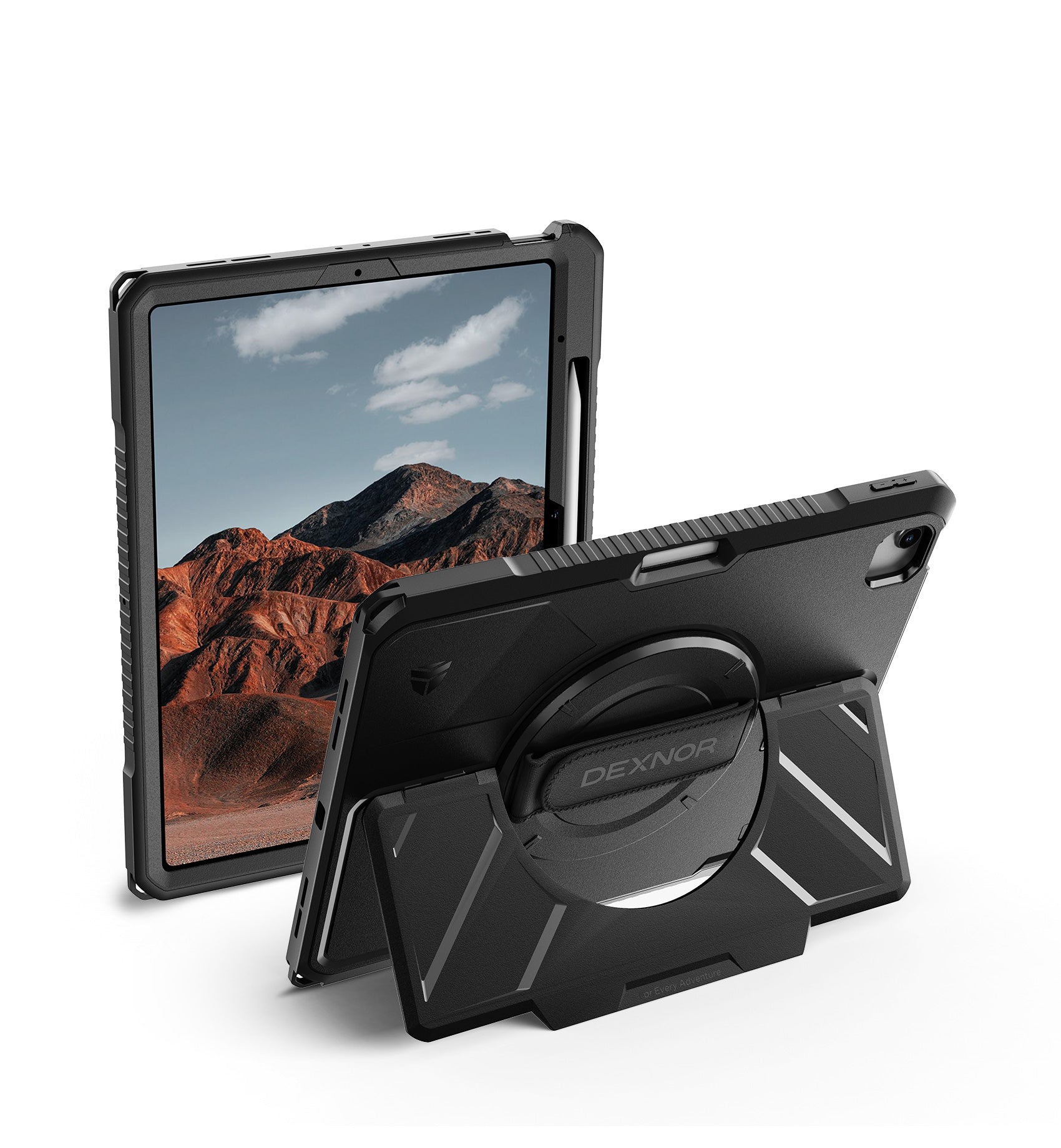 Dexnor Case for iPad Air 13 inch M4 2026 Rugged Protective Case with 360° Rotating Hand Strap Steady Stand Screen Protector Pencil Holder Shockproof Full-Body Bumper Cover