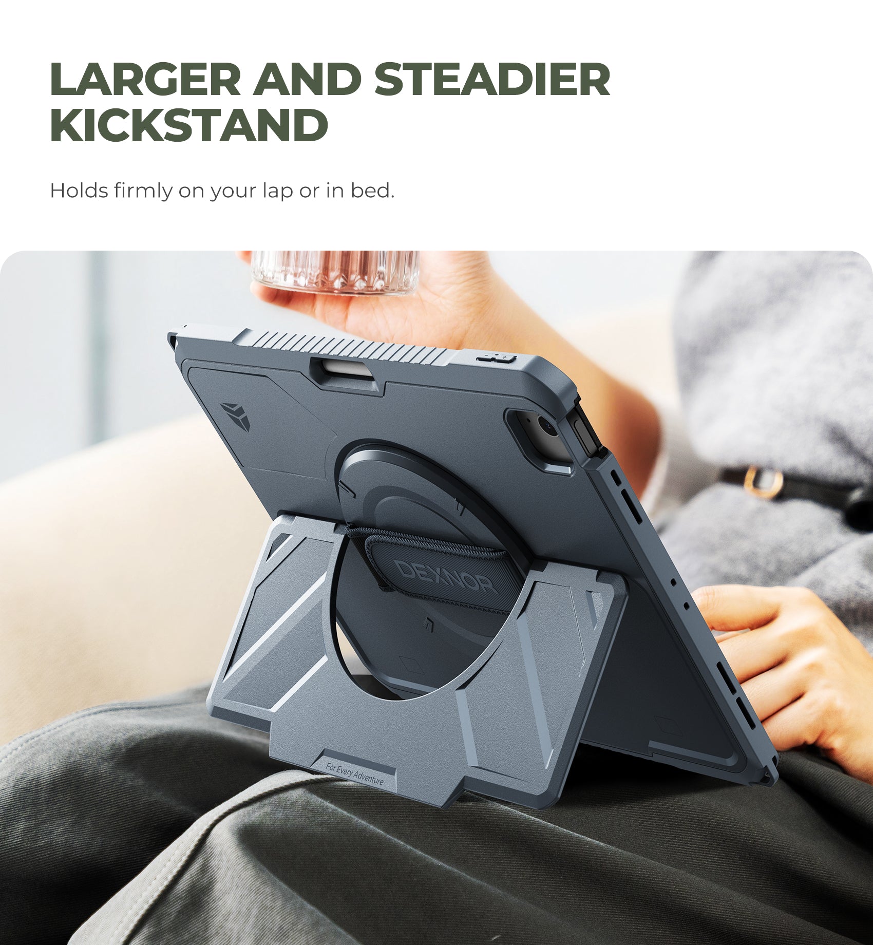 Dexnor Case for iPad Air 13 inch M4 2026 Rugged Protective Case with 360° Rotating Hand Strap Steady Stand Screen Protector Pencil Holder Shockproof Full-Body Bumper Cover