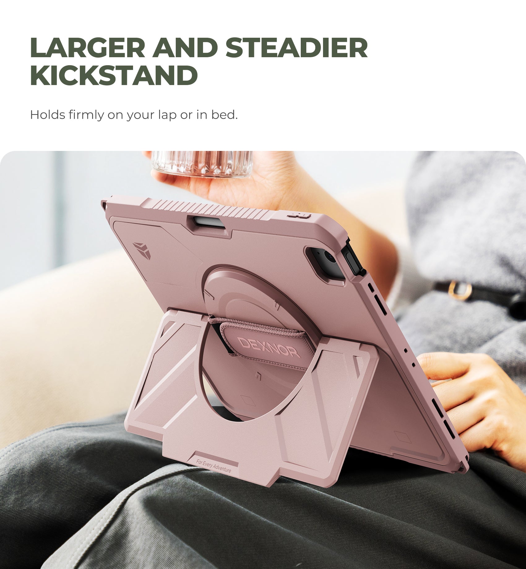 Dexnor Case for iPad Air 13 inch M4 2026 Rugged Protective Case with 360° Rotating Hand Strap Steady Stand Screen Protector Pencil Holder Shockproof Full-Body Bumper Cover