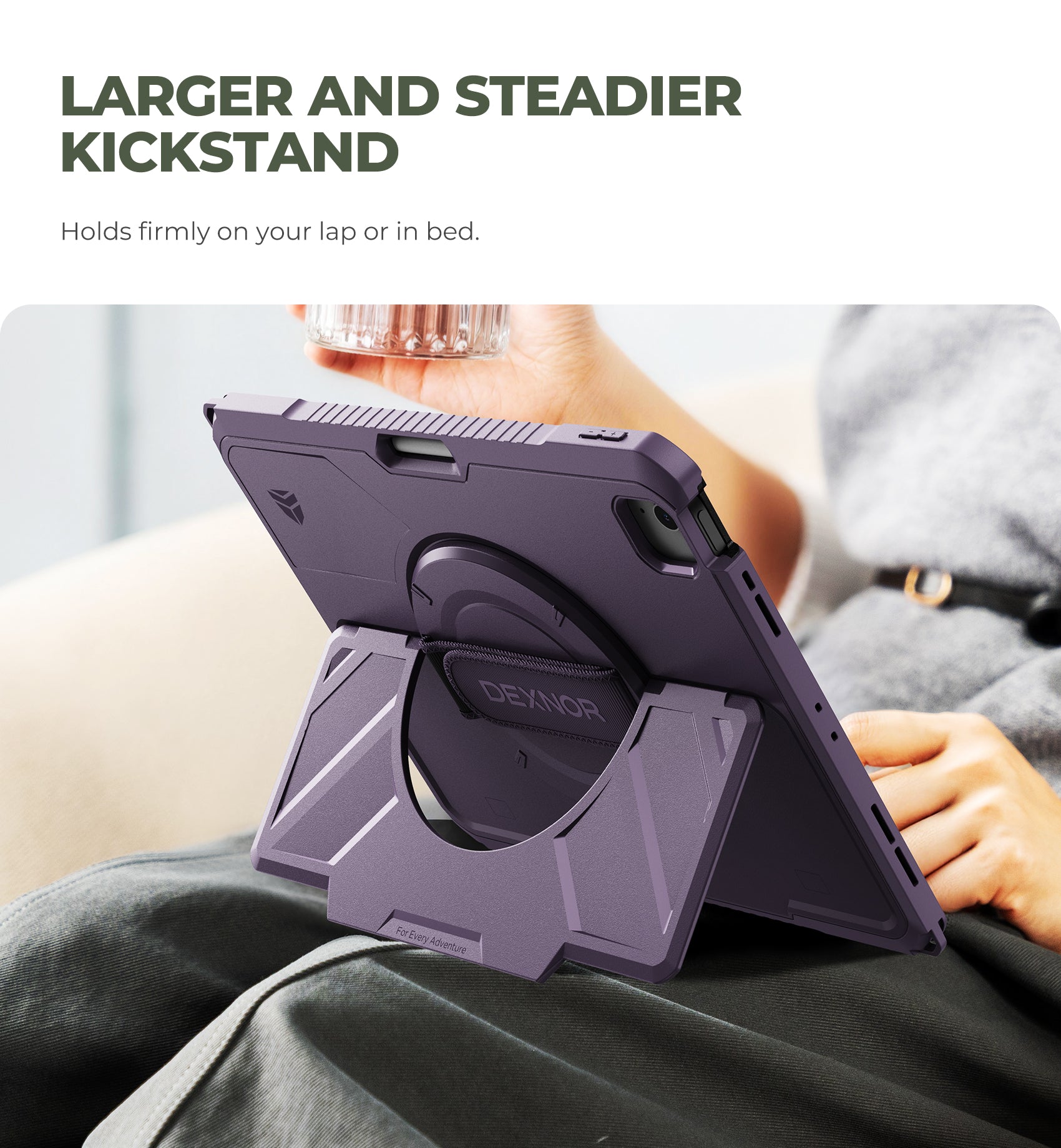 Dexnor Case for iPad Air 13 inch M4 2026 Rugged Protective Case with 360° Rotating Hand Strap Steady Stand Screen Protector Pencil Holder Shockproof Full-Body Bumper Cover