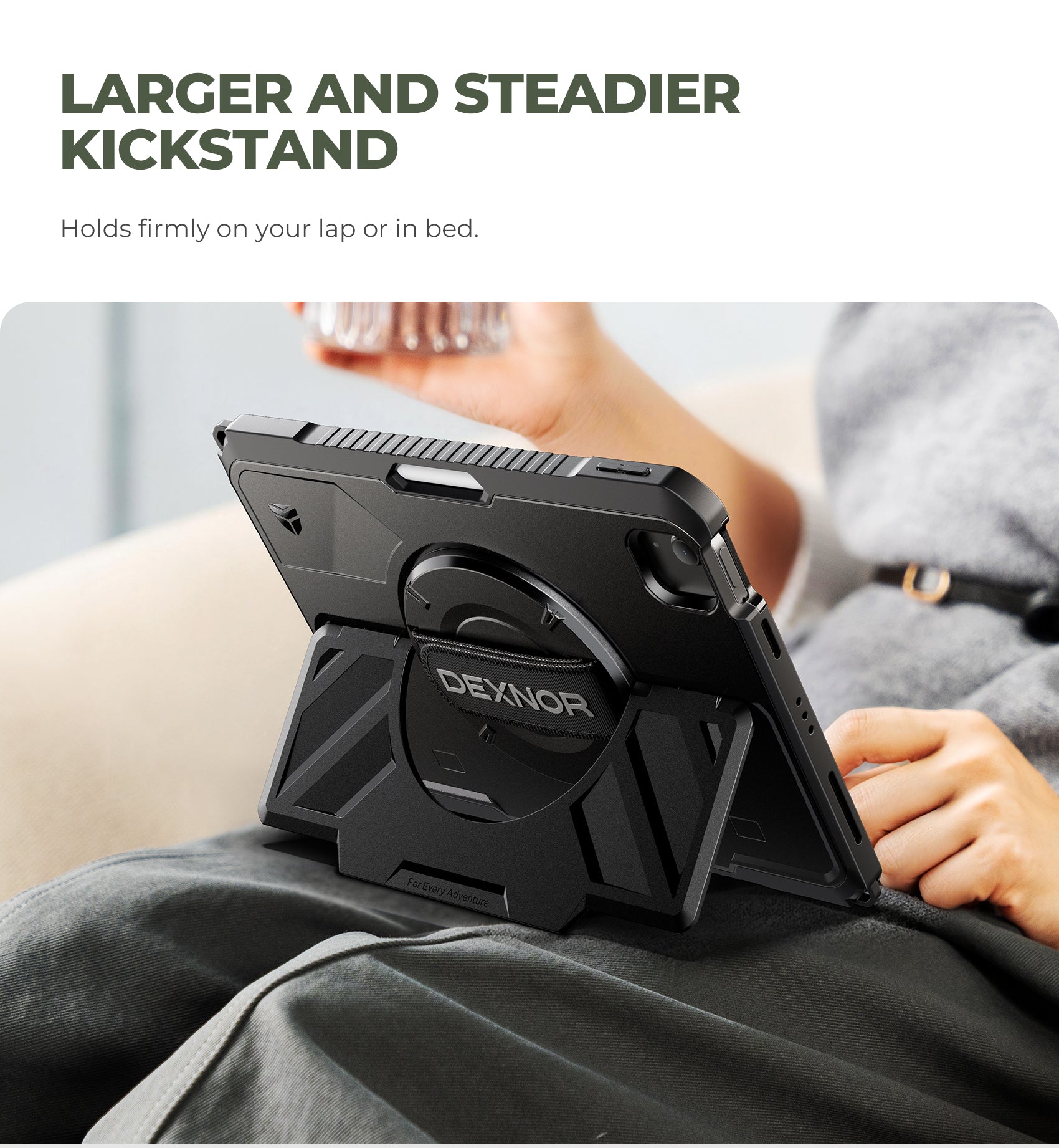 Dexnor Case for iPad Air 11 inch M4 2026 Rugged Case with 360° Rotating Hand Strap Stand Screen Protector Pencil Holder Shockproof Full-Body Cover