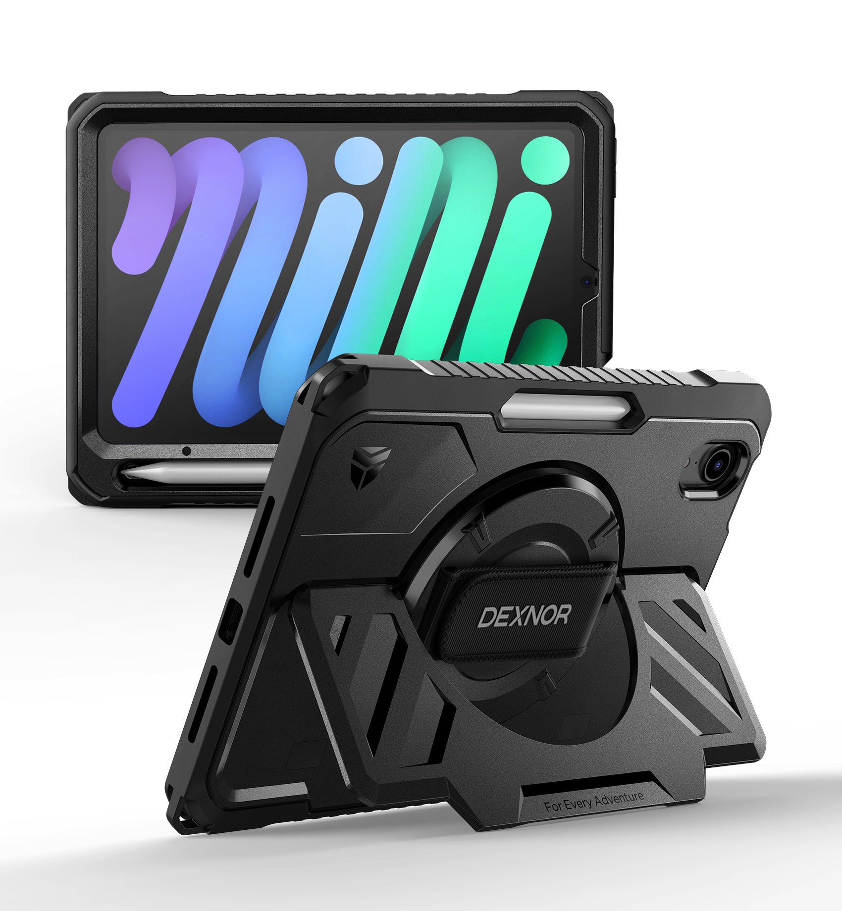 Dexnor Case for iPad mini 6th generation 2021 8.3 inch Rugged Protective with 360° Rotating Hand Strap Large Stand Screen Protector Pencil Holder Shockproof Full Body Cover