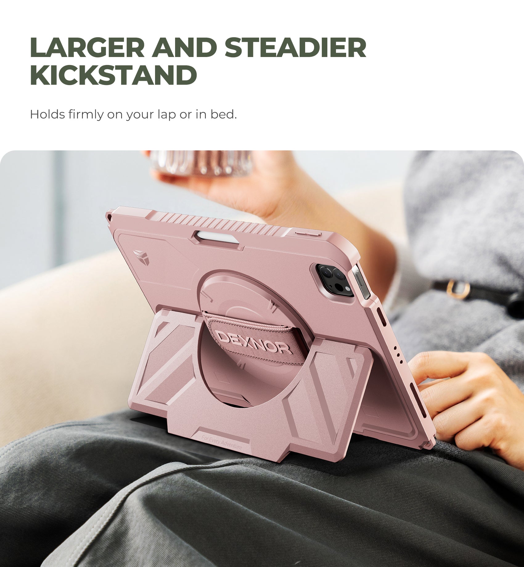 Dexnor Case for iPad Pro 11 inch 2nd Gen 2020 Rugged Protective with 360° Rotating Hand Strap Stand Screen Protector Pencil Holder Shockproof Bumper Cover