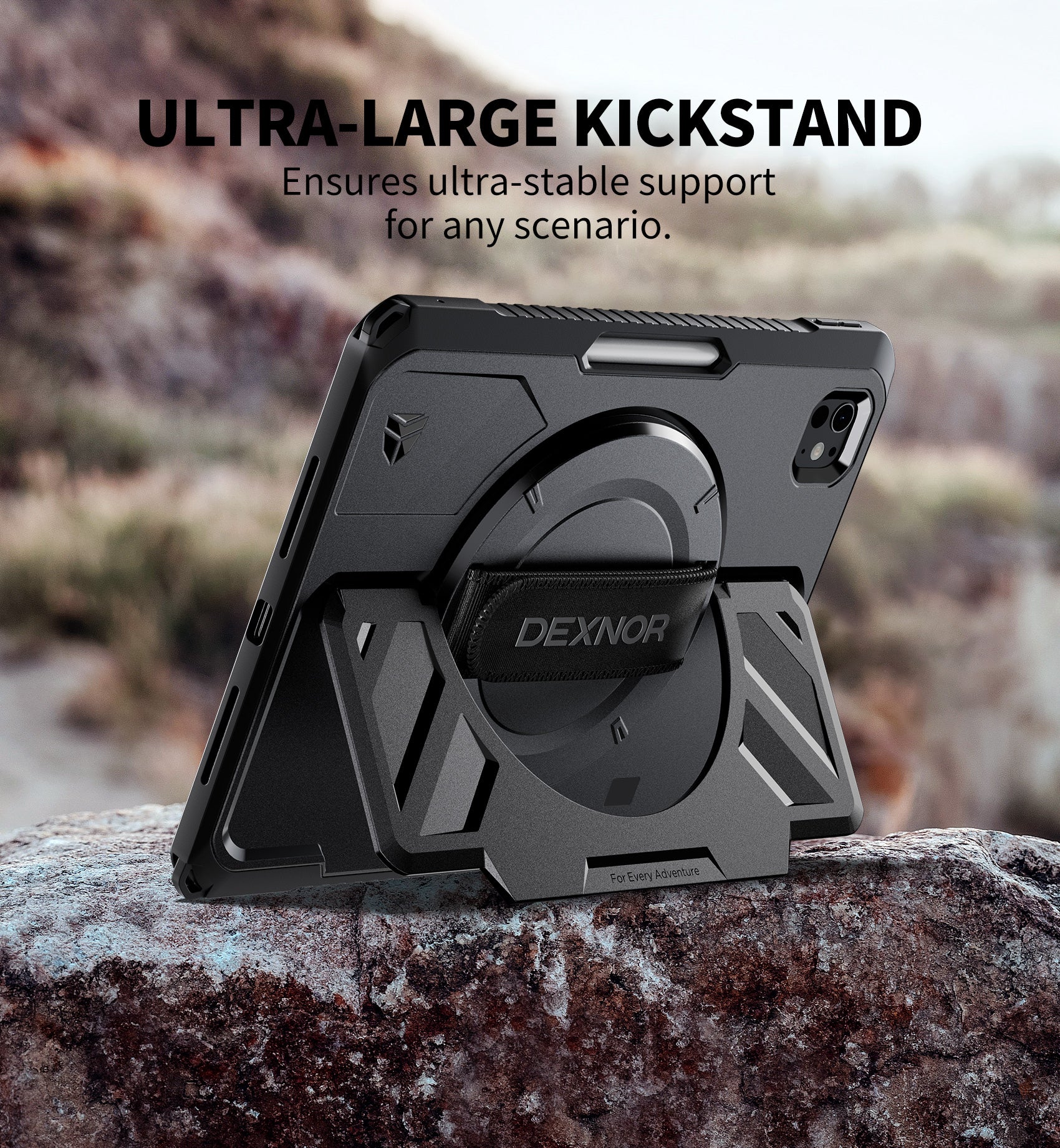 Dexnor Tablet Case for iPad Pro 11 inch M5 2025/M4 2024, Rugged with 360° Rotating Hand Strap Screen Protector Pencil Holder Shockproof Full-Body Cover