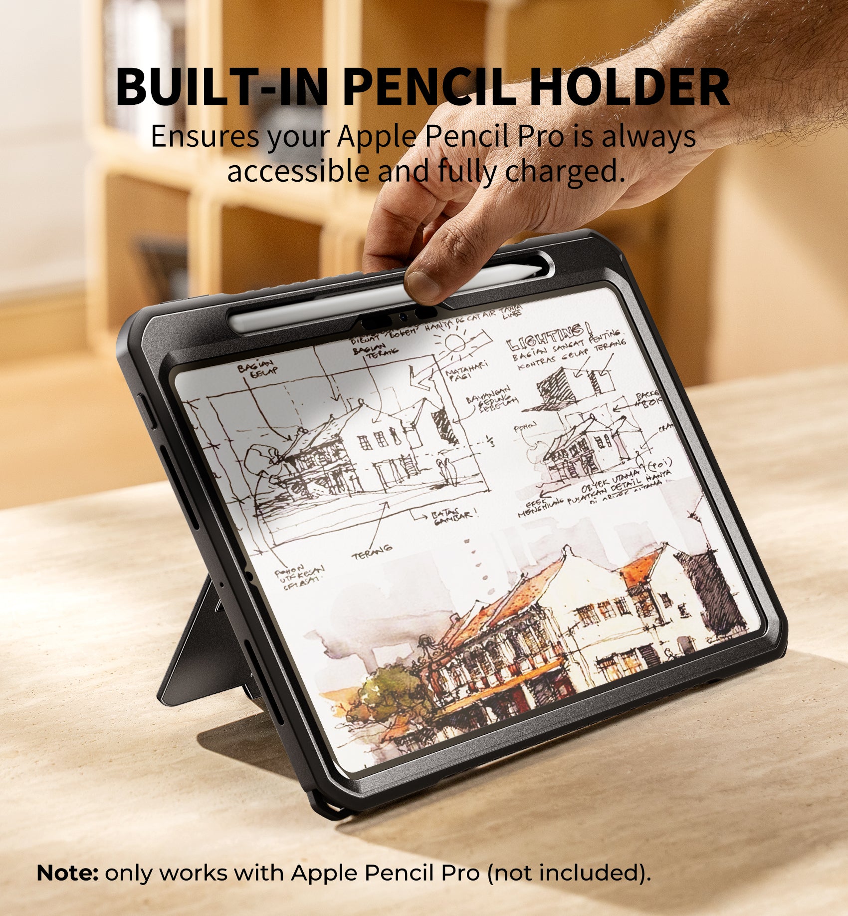 Dexnor Tablet Case for iPad Pro 11 inch M5 2025/M4 2024, Rugged with 360° Rotating Hand Strap Screen Protector Pencil Holder Shockproof Full-Body Cover