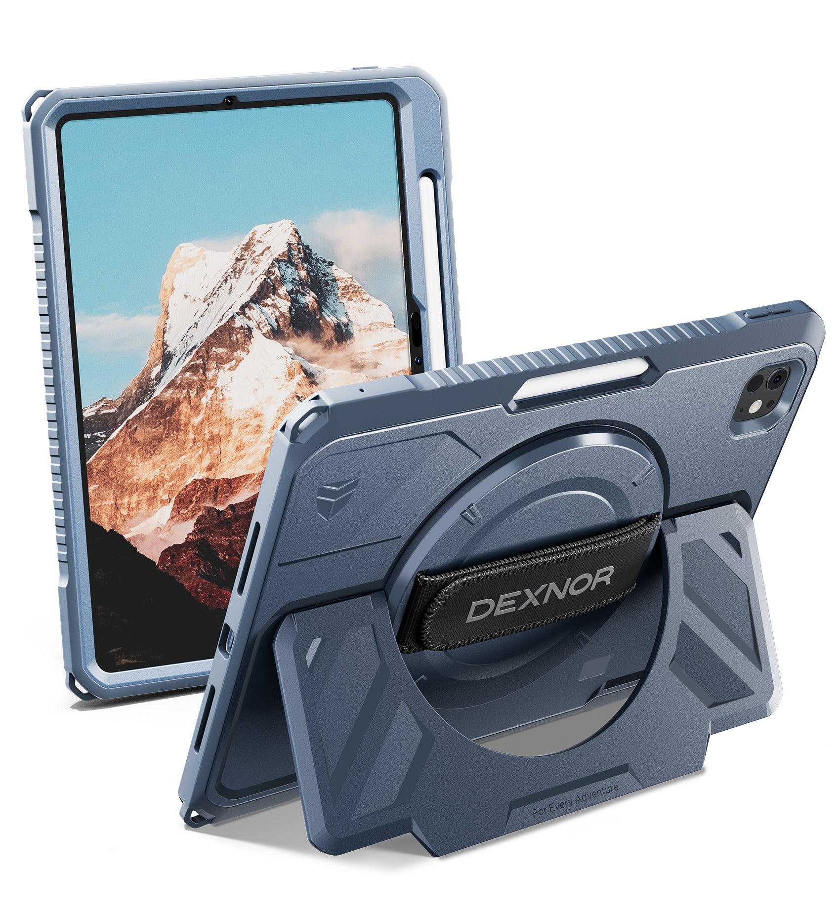 Dexnor Tablet Case for iPad Pro 11 inch M5 2025/M4 2024, Rugged with 360° Rotating Hand Strap Screen Protector Pencil Holder Shockproof Full-Body Cover