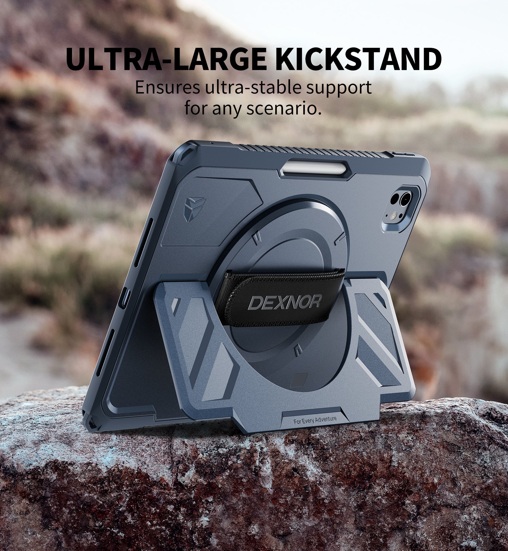 Dexnor Tablet Case for iPad Pro 11 inch M5 2025/M4 2024, Rugged with 360° Rotating Hand Strap Screen Protector Pencil Holder Shockproof Full-Body Cover