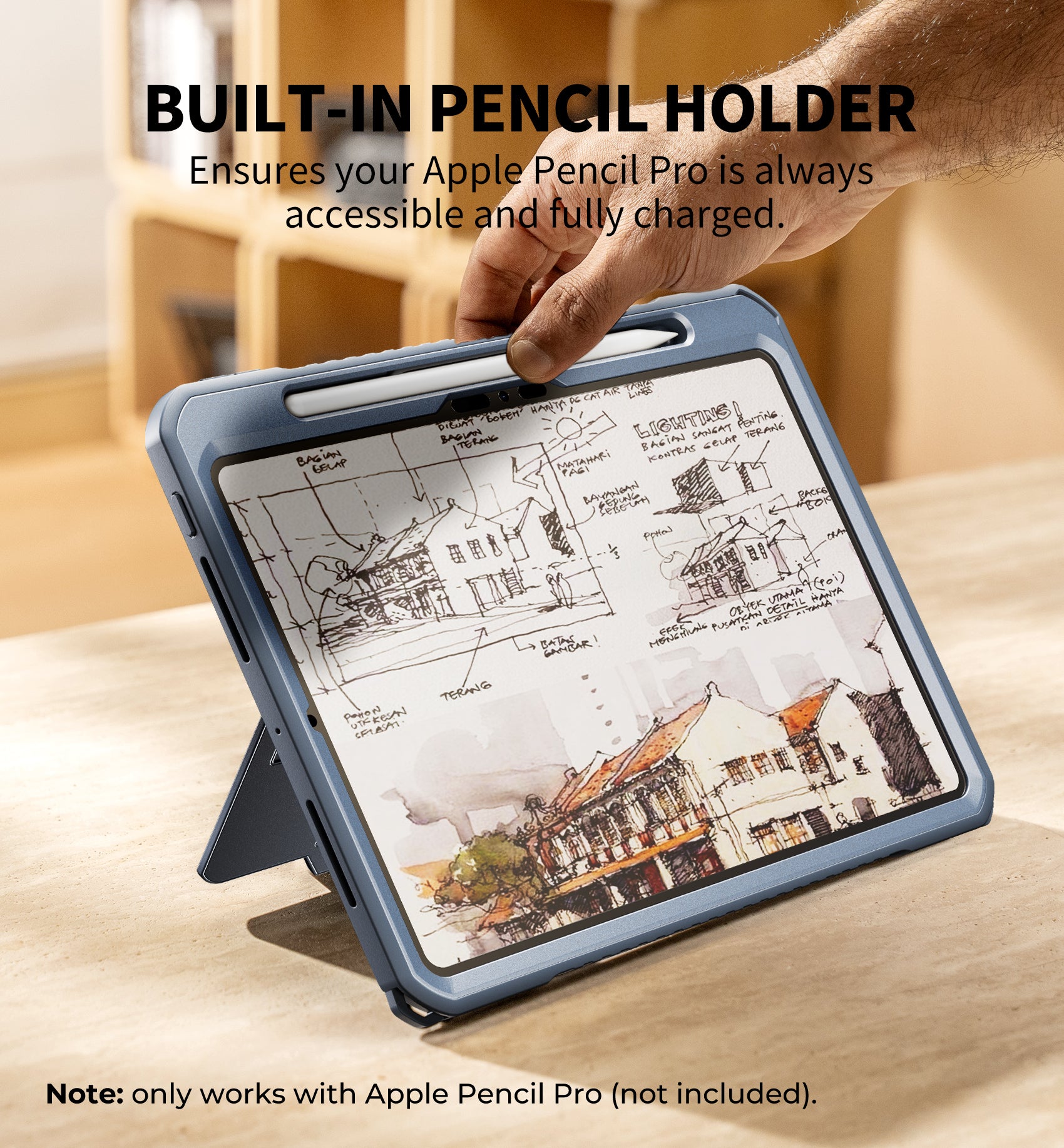 Dexnor Tablet Case for iPad Pro 11 inch M5 2025/M4 2024, Rugged with 360° Rotating Hand Strap Screen Protector Pencil Holder Shockproof Full-Body Cover